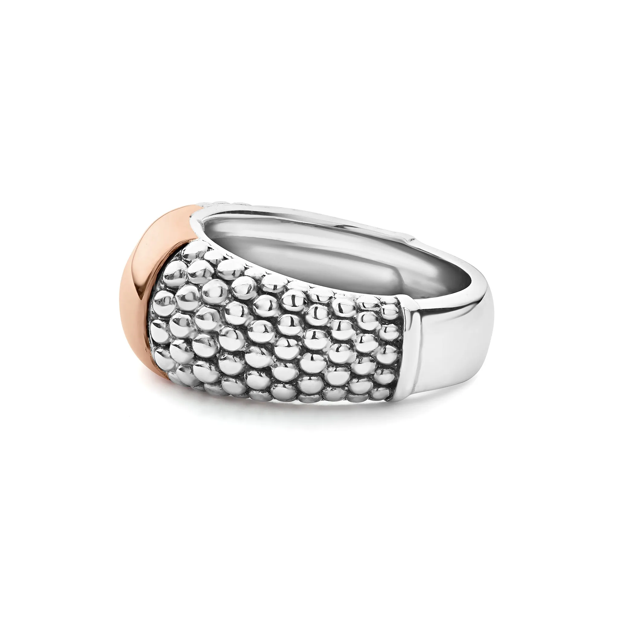 High Bar Rose Gold Station Caviar Ring sold by LAGOS product image thumbnail 4