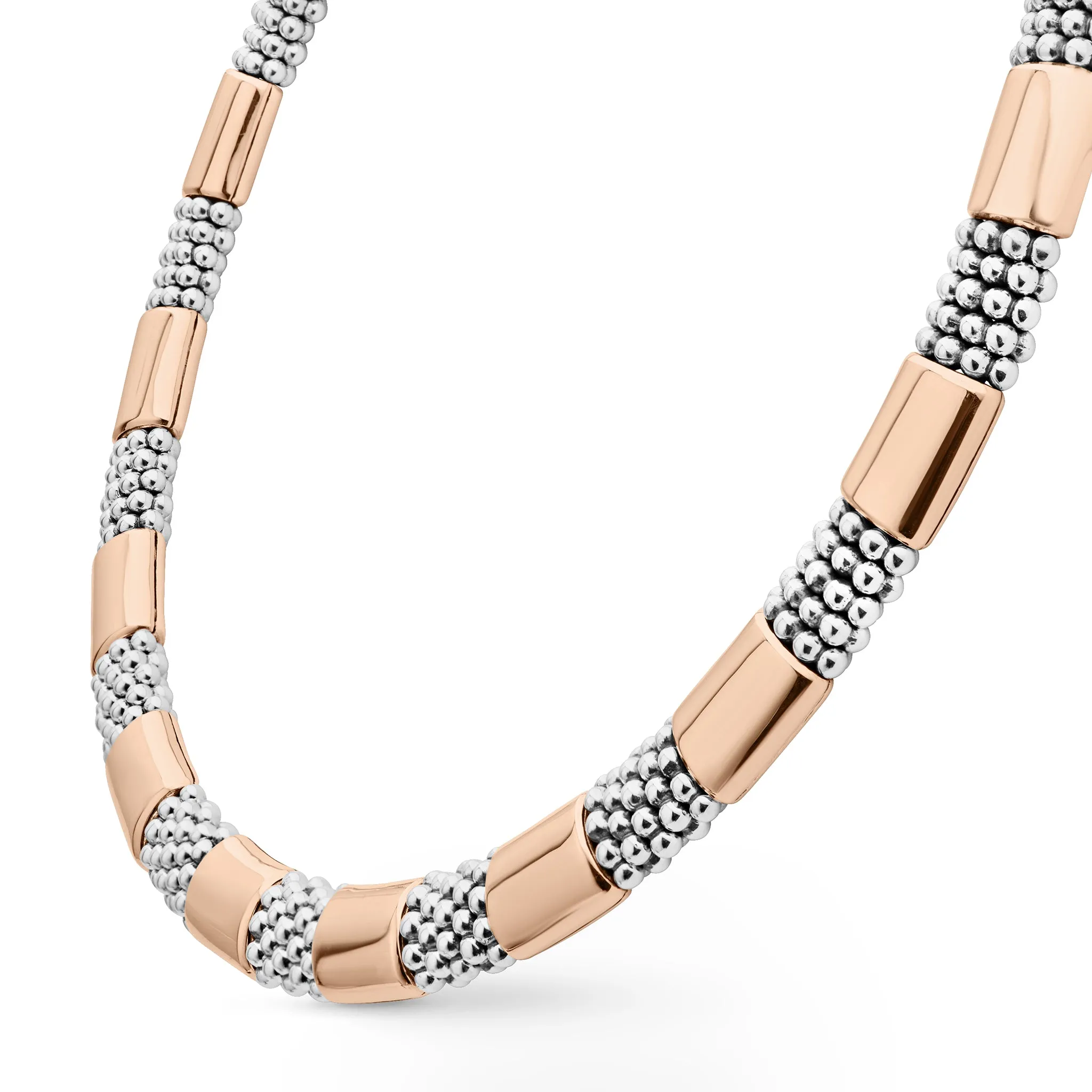 High Bar Rose Gold Station Caviar Necklace | 12mm sold by LAGOS product image thumbnail 3