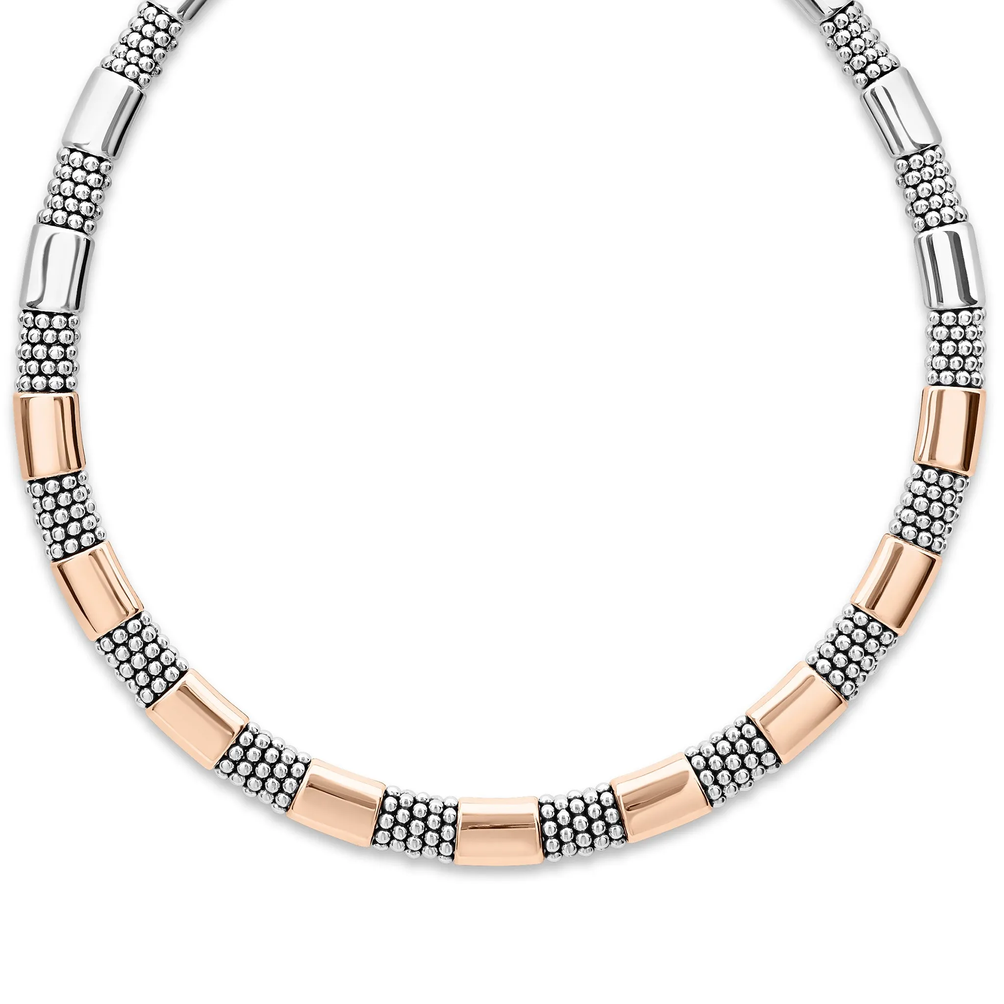 High Bar Rose Gold Station Caviar Necklace | 12mm sold by LAGOS