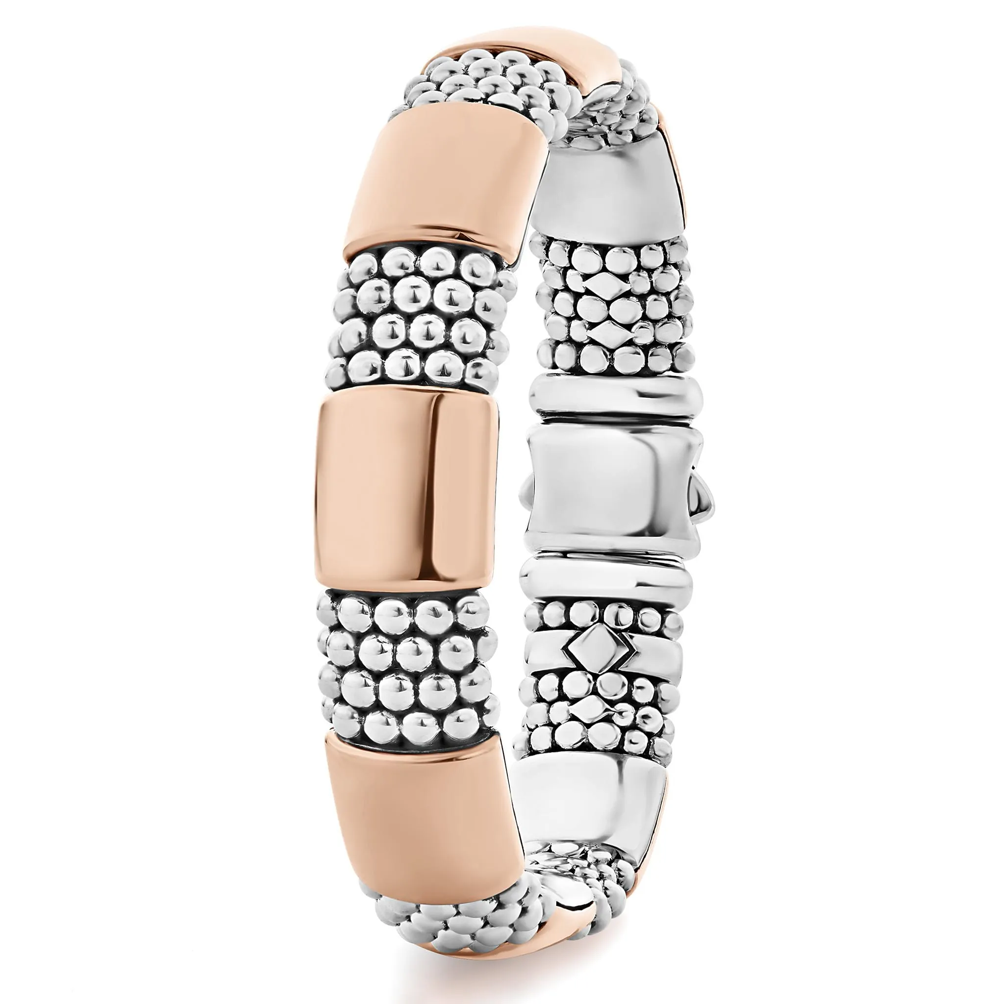 High Bar Rose Gold Station Caviar Bracelet | 12mm sold by LAGOS product image thumbnail 3