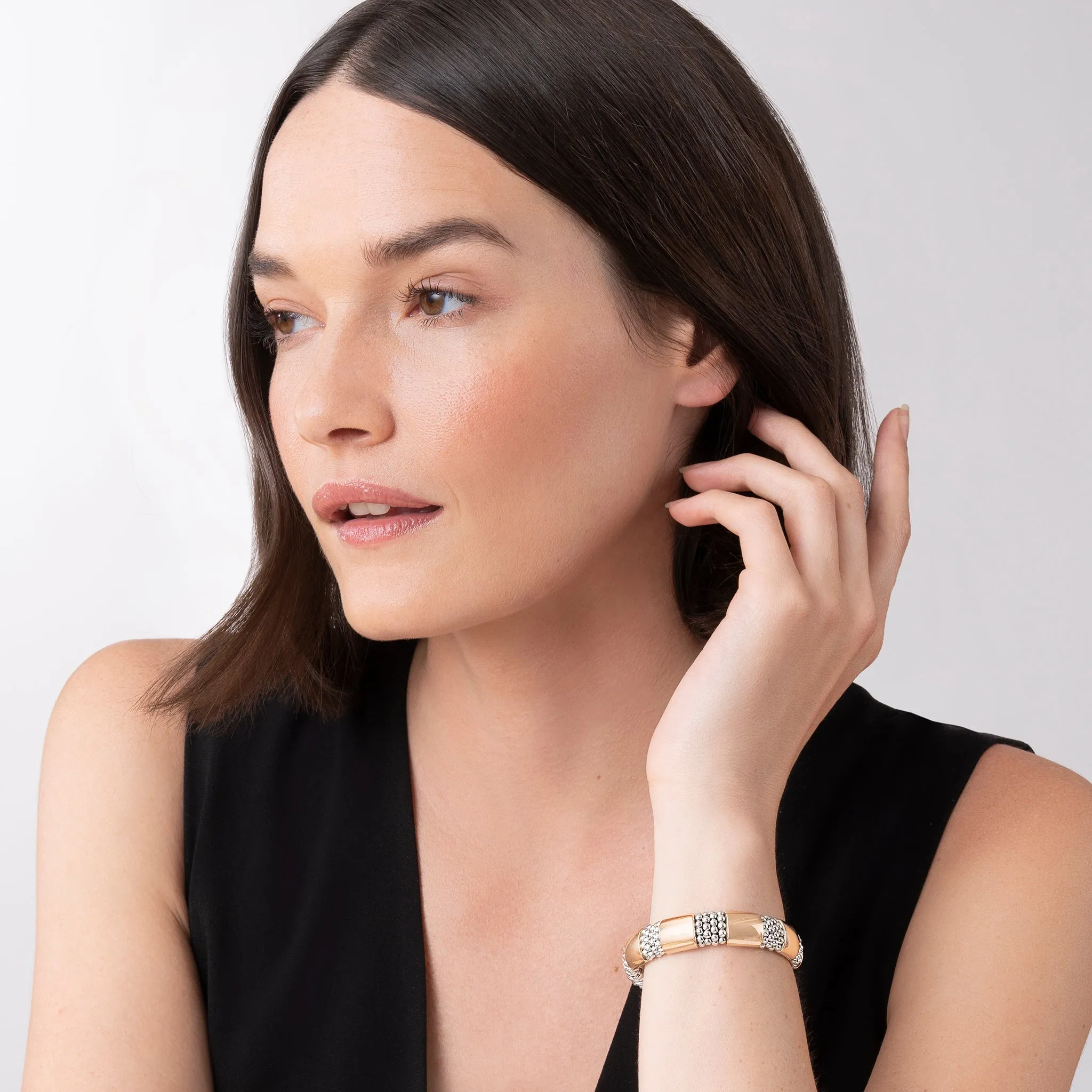 High Bar Rose Gold Station Caviar Bracelet | 12mm sold by LAGOS product image thumbnail 2