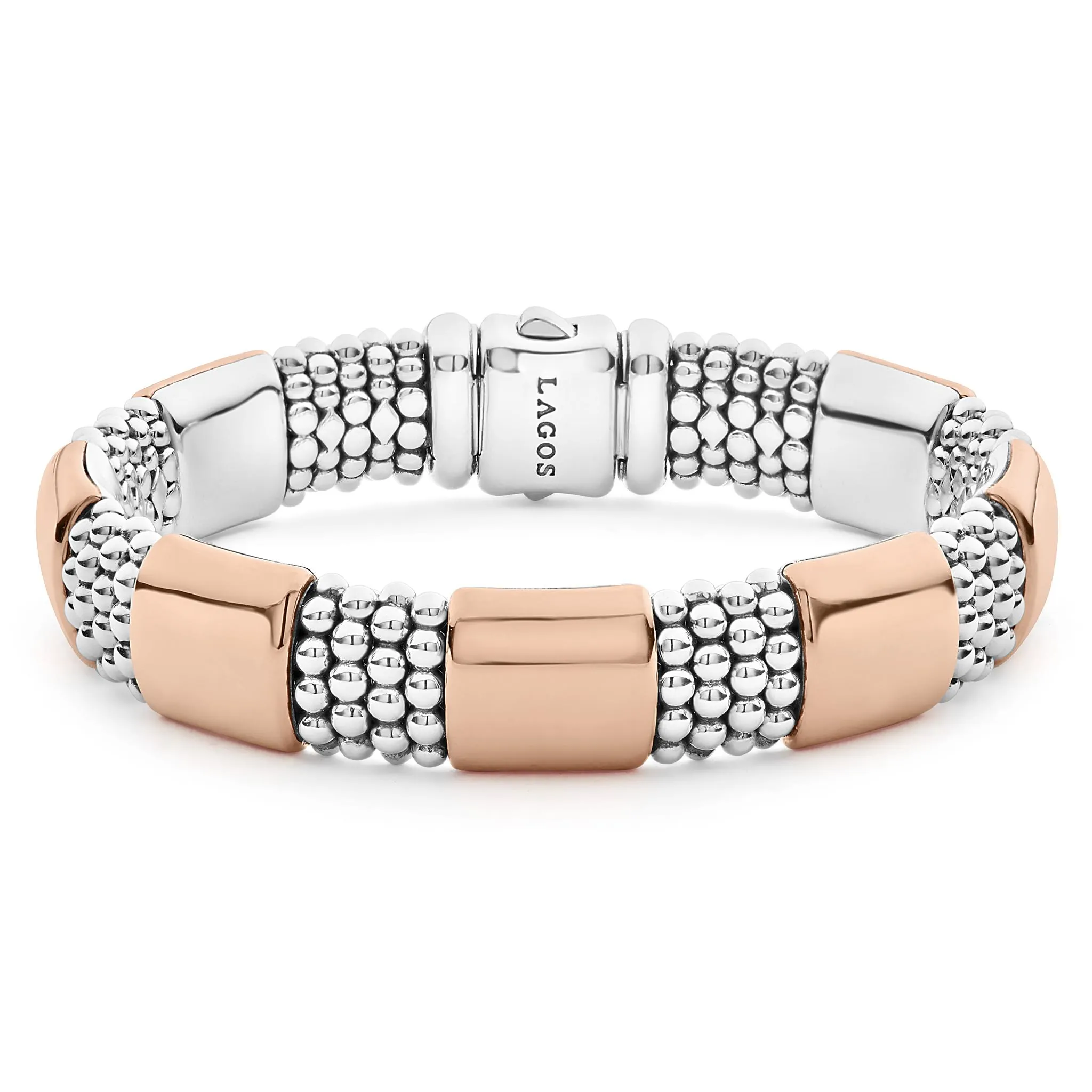 High Bar Rose Gold Station Caviar Bracelet | 12mm sold by LAGOS