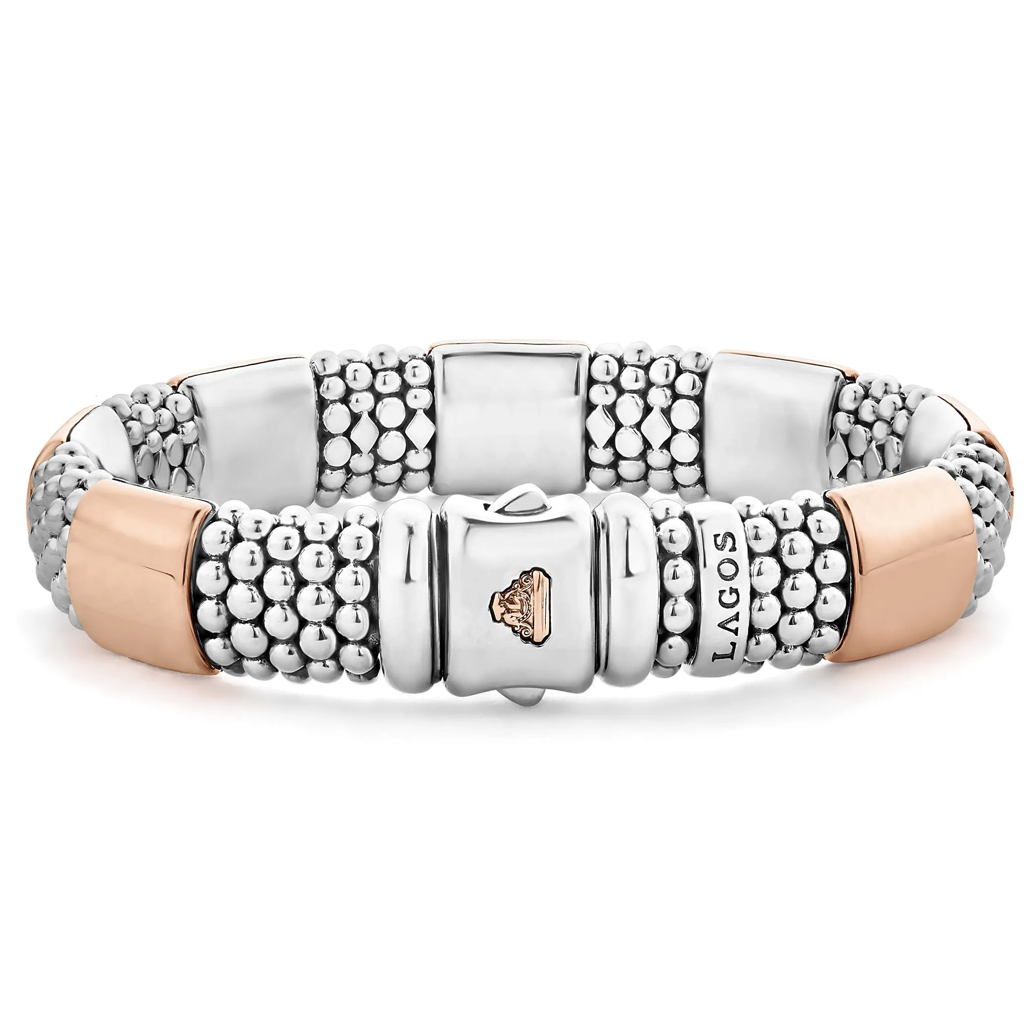 High Bar Rose Gold Station Caviar Bracelet | 12mm sold by LAGOS product image thumbnail 5