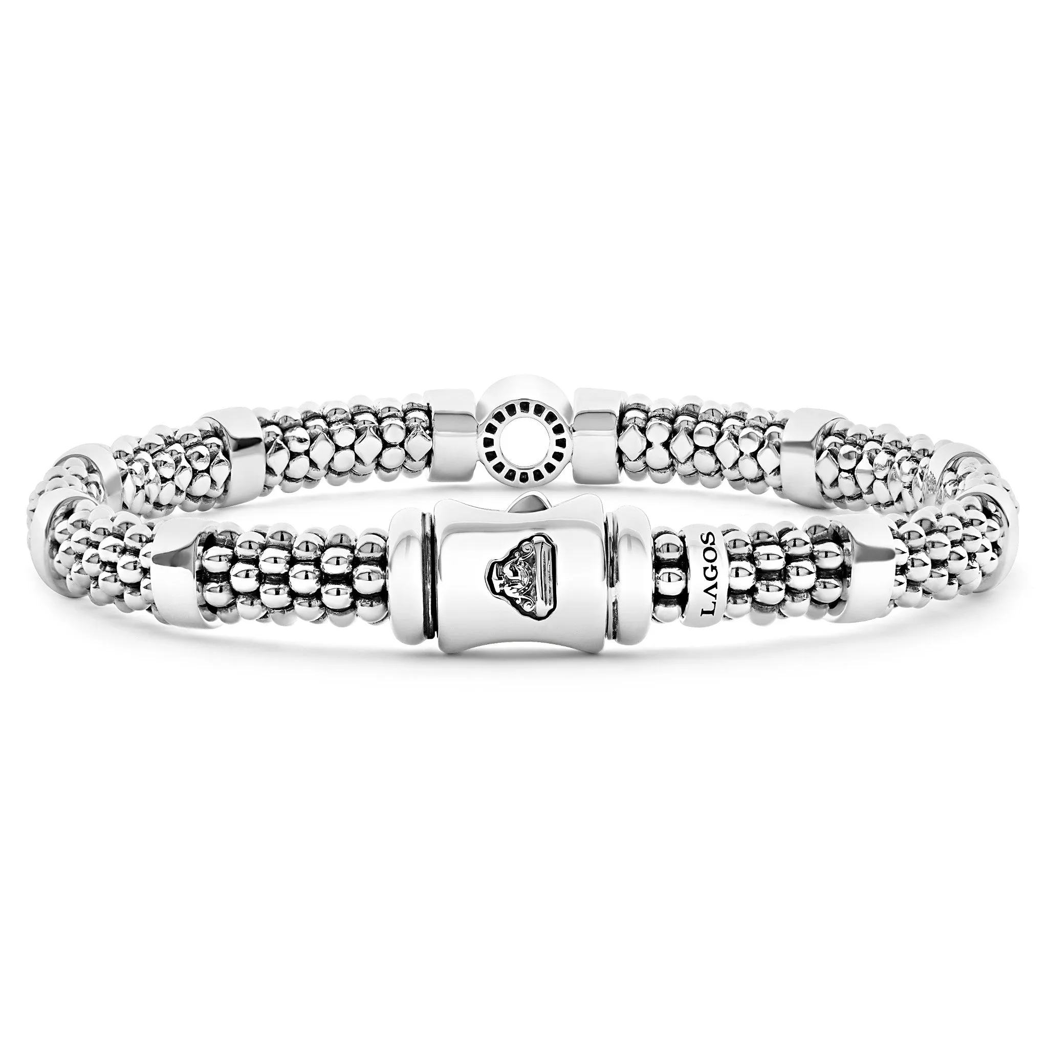 Caviar Spark Small Single Station Diamond Circle Caviar Bracelet | 6mm sold by LAGOS product image thumbnail 5