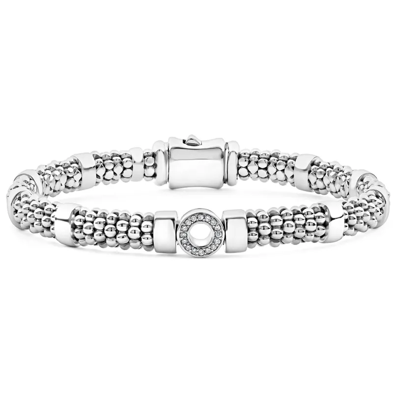 Caviar Spark Small Single Station Diamond Circle Caviar Bracelet | 6mm sold by LAGOS