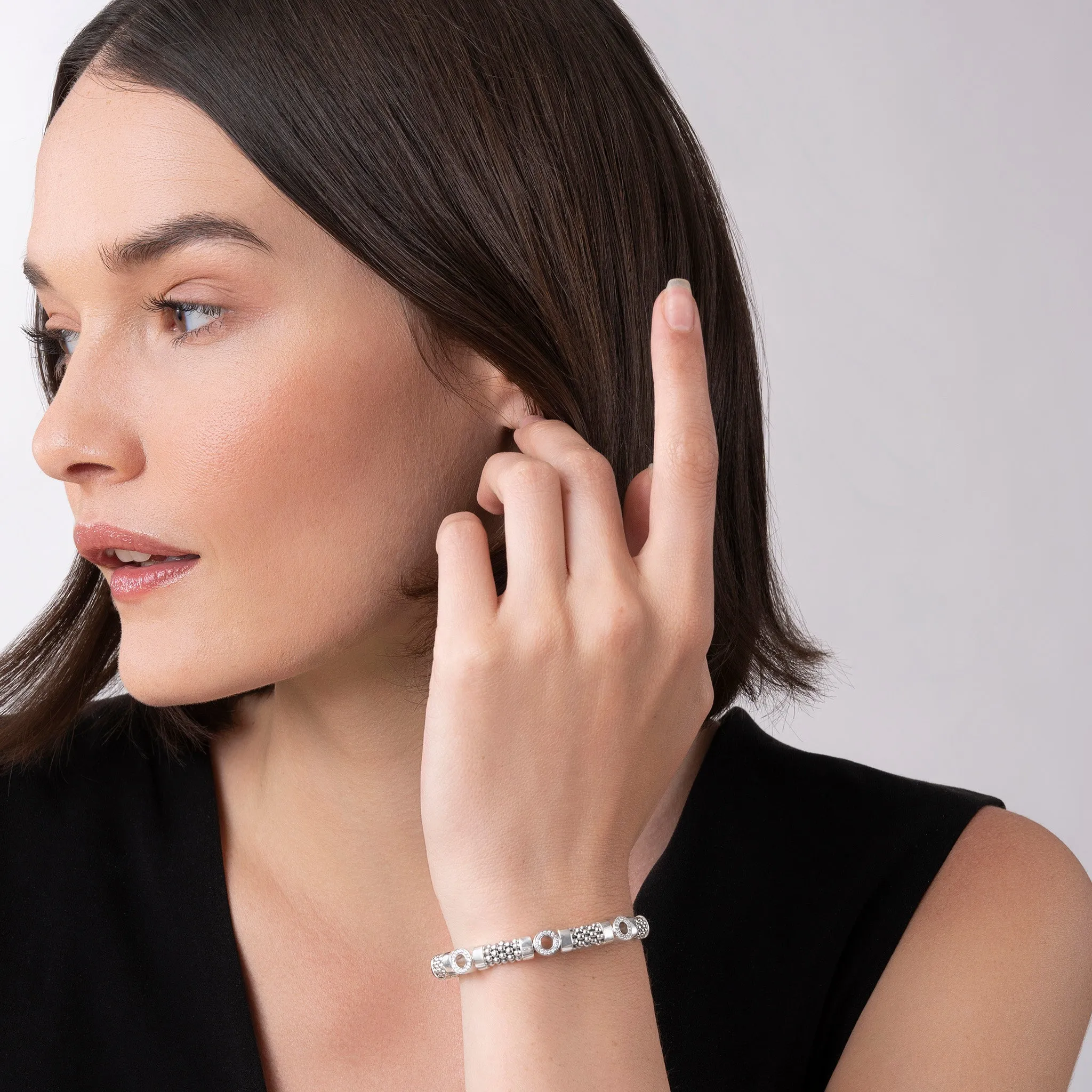 Caviar Spark Three Station Diamond Circle Caviar Bracelet | 6mm sold by LAGOS product image thumbnail 2