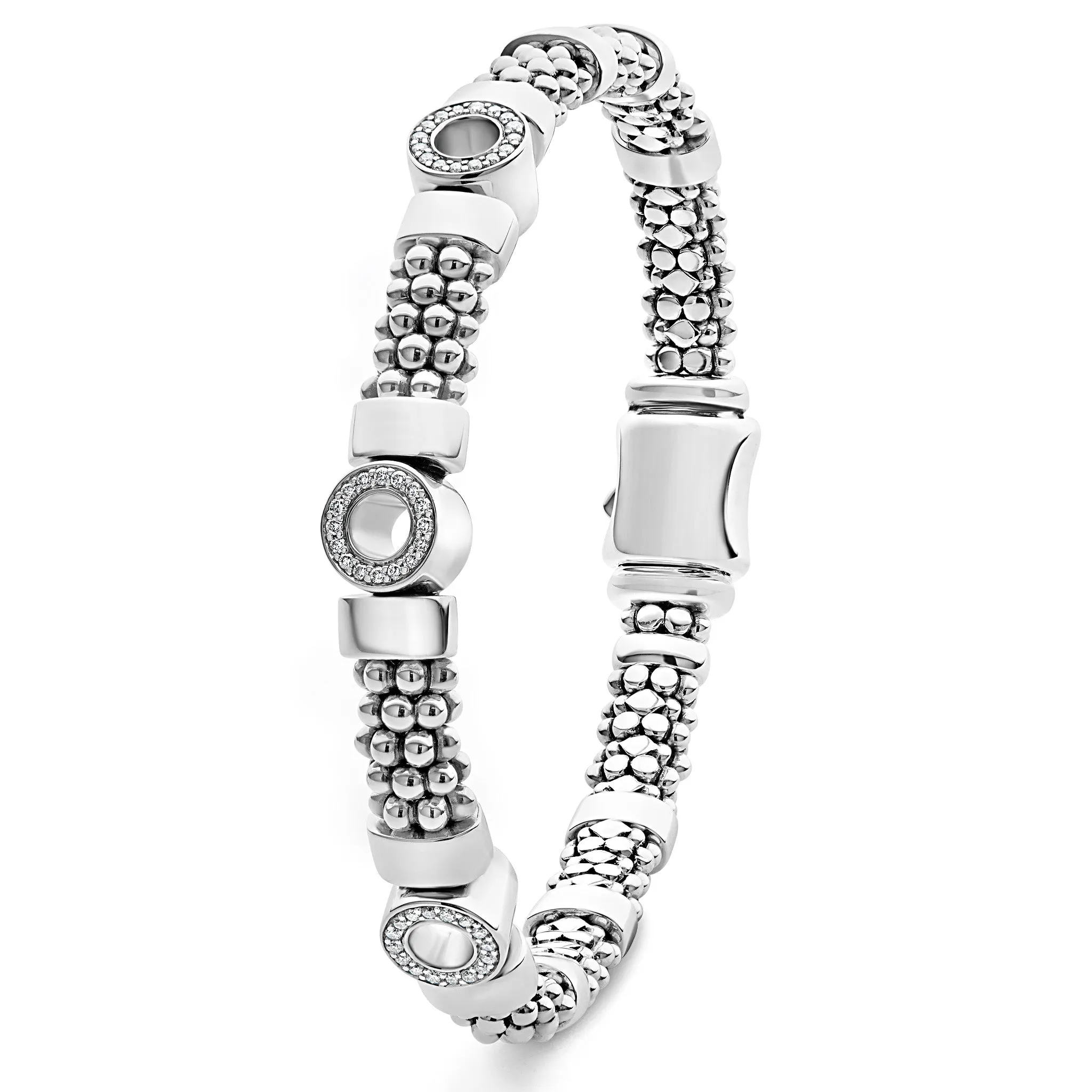 Caviar Spark Three Station Diamond Circle Caviar Bracelet | 6mm sold by LAGOS product image thumbnail 3