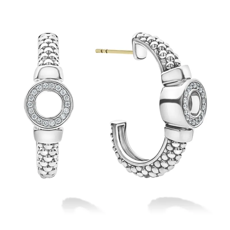 Caviar Spark Diamond Circle Half Hoop Earrings sold by LAGOS