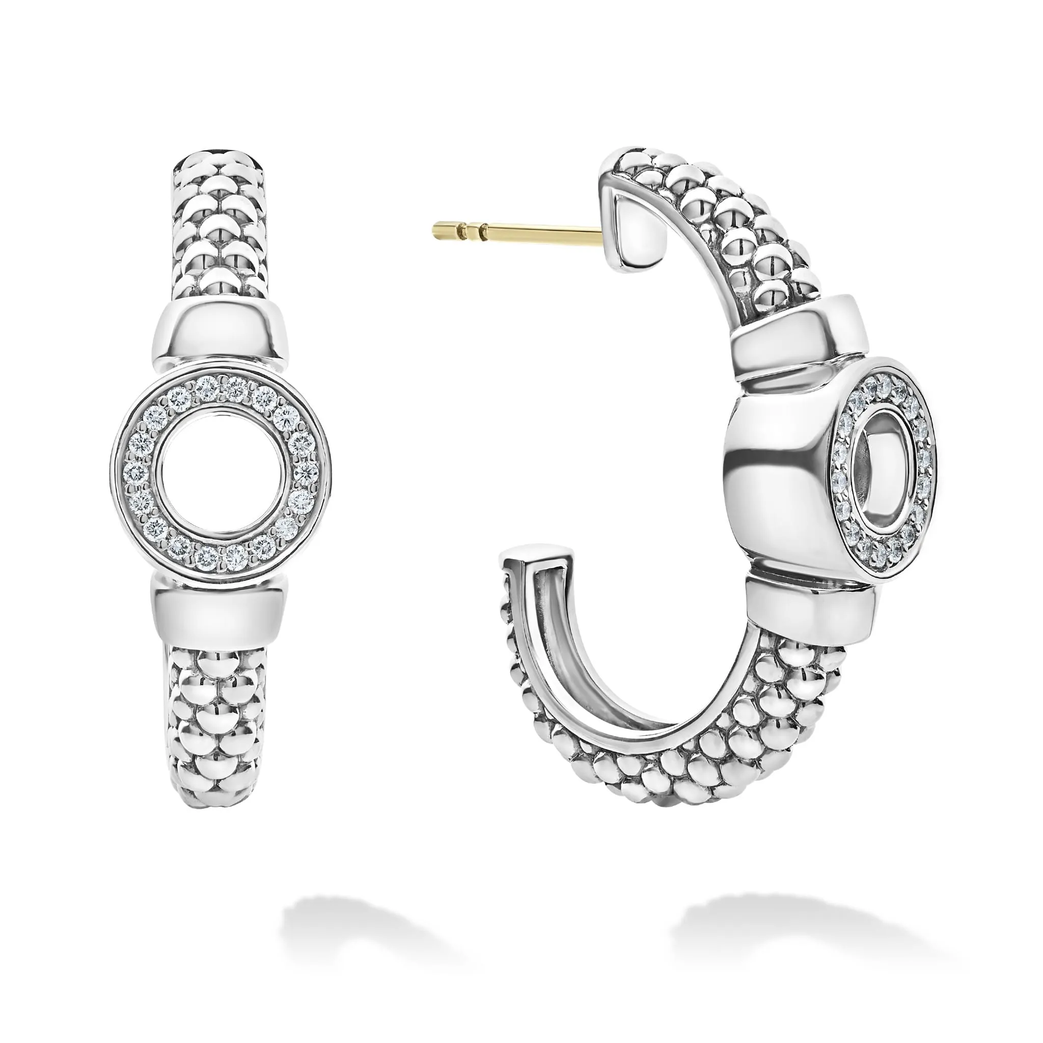 Caviar Spark Diamond Circle Half Hoop Earrings sold by LAGOS