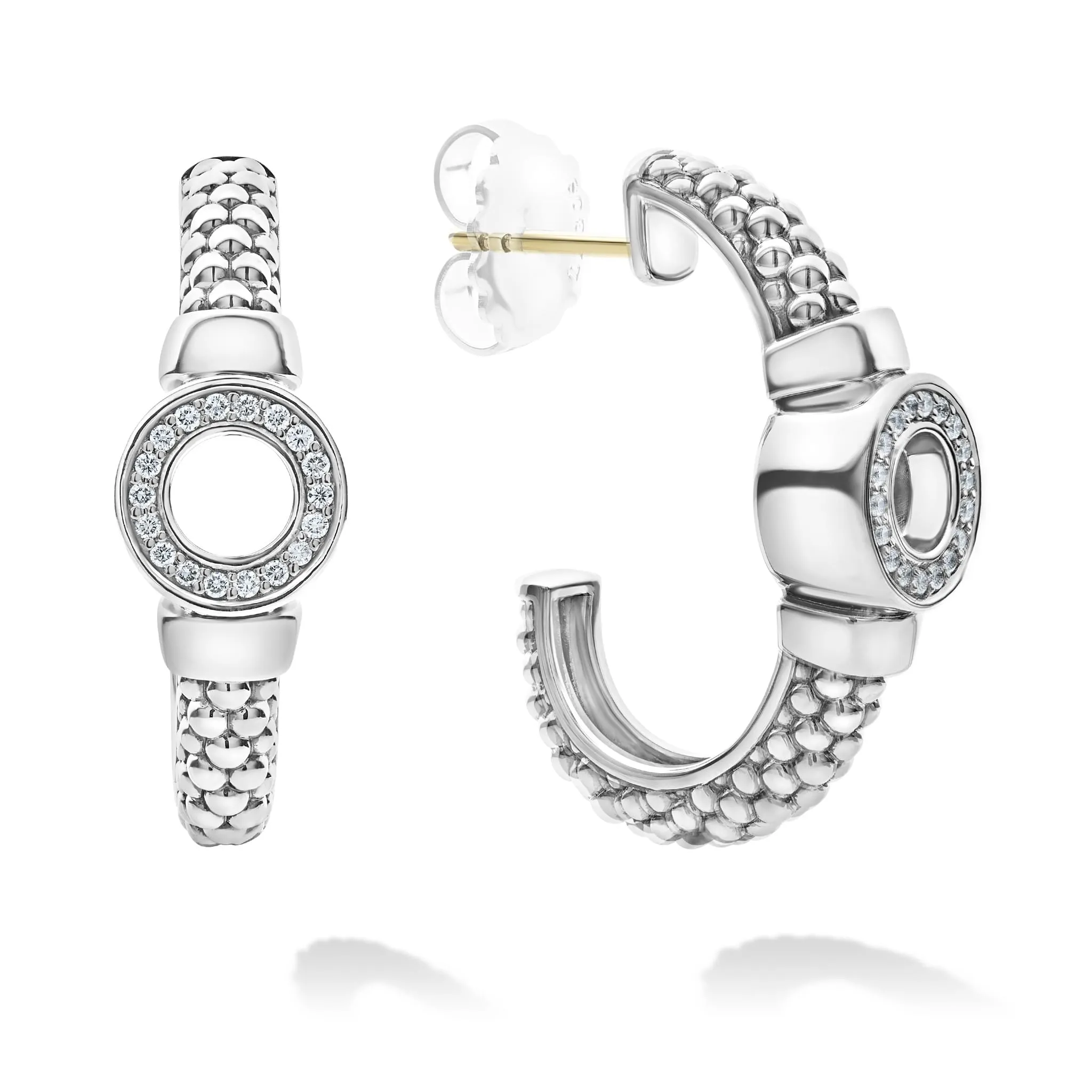 Caviar Spark Diamond Circle Half Hoop Earrings sold by LAGOS product image thumbnail 3