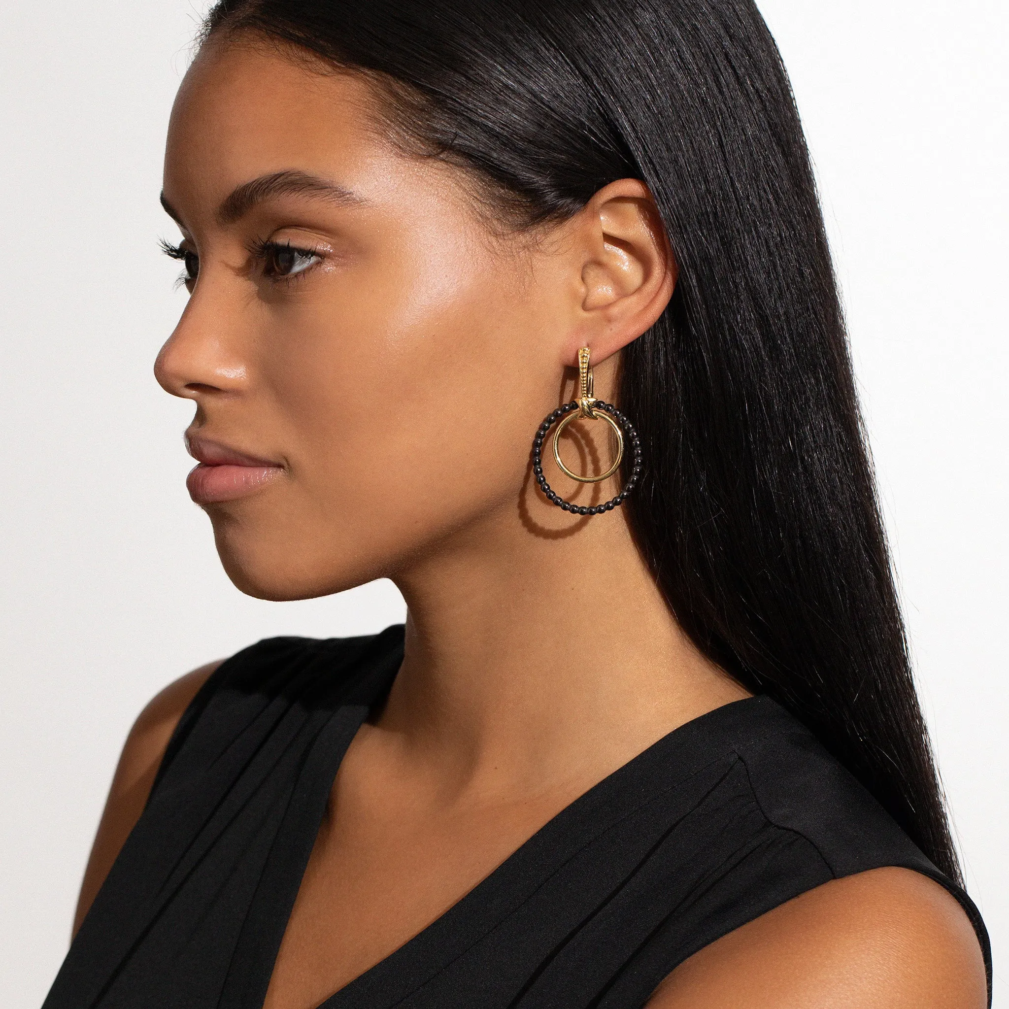 Meridian Double Circle 18K Gold Earring Set sold by LAGOS product image thumbnail 2