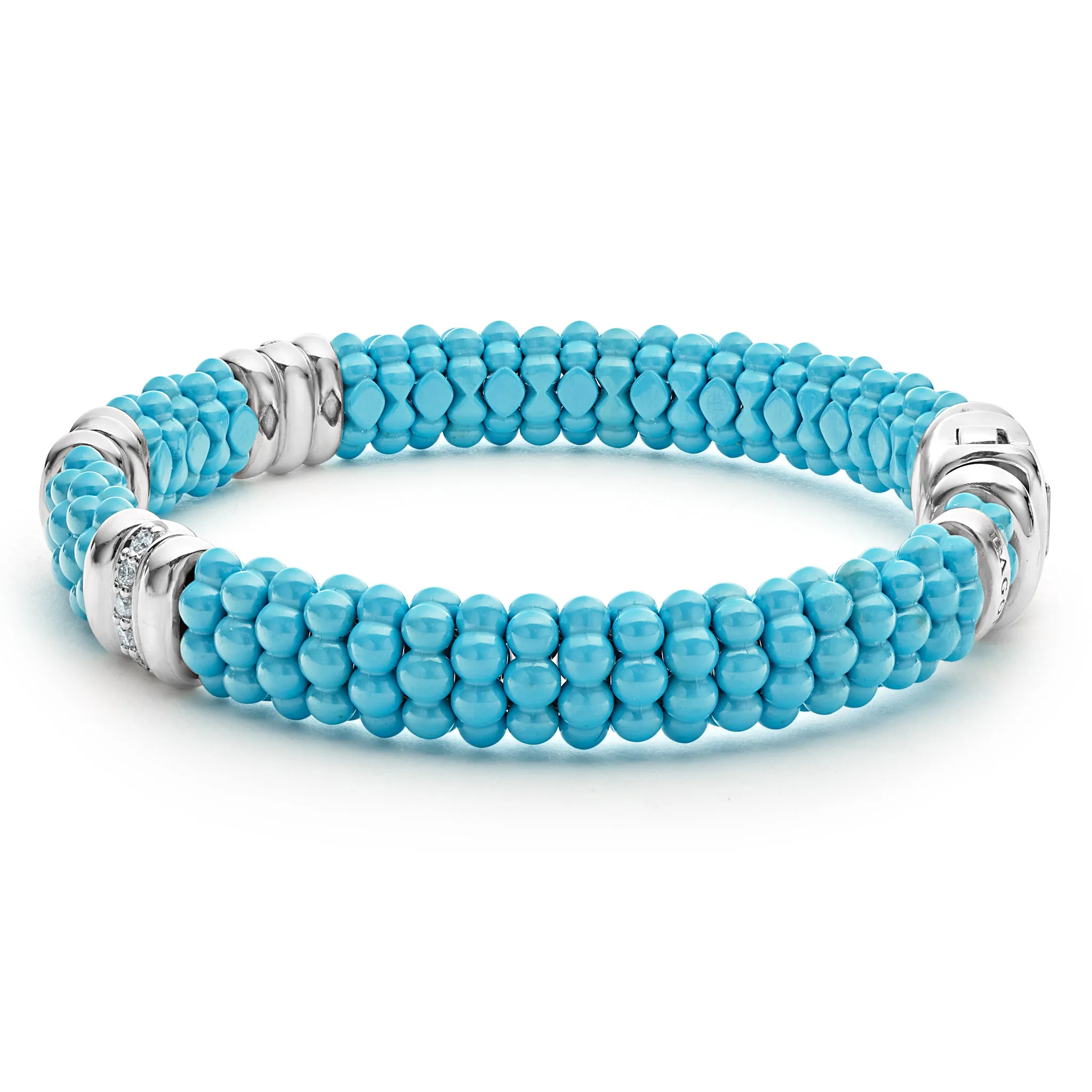 Blue Caviar Blue Three Station Ceramic Diamond Bracelet | 9mm sold by LAGOS product image thumbnail 5