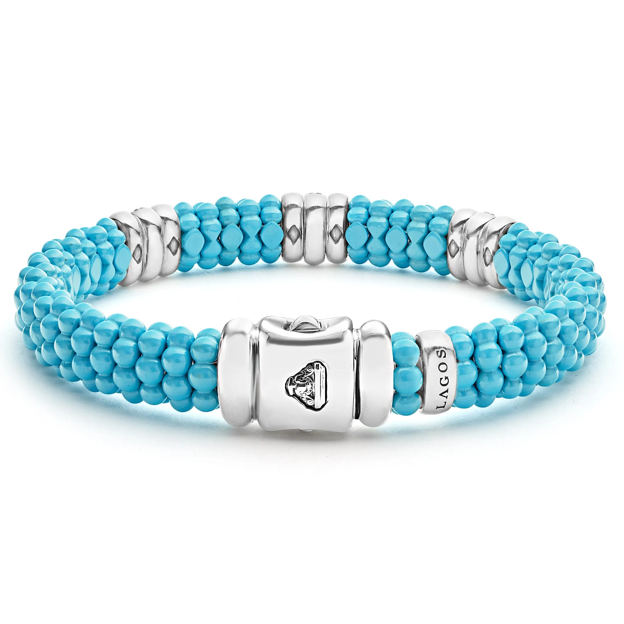 Blue Caviar Blue Three Station Ceramic Diamond Bracelet | 9mm sold by LAGOS product image thumbnail 4