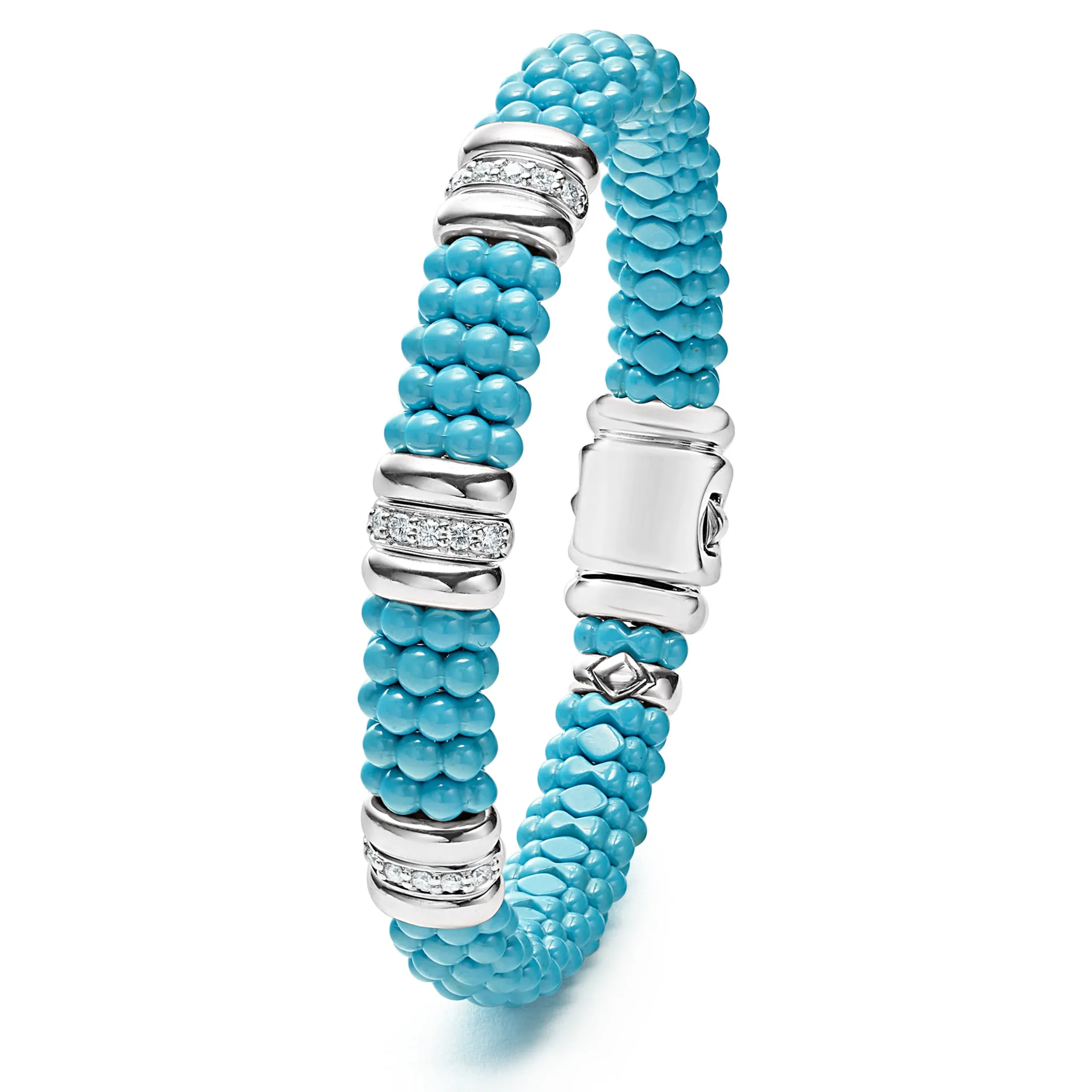 Blue Caviar Blue Three Station Ceramic Diamond Bracelet | 9mm sold by LAGOS product image thumbnail 3