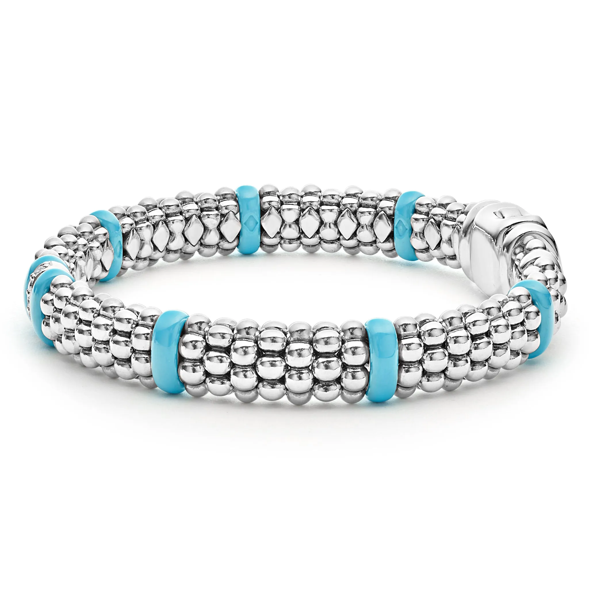 Blue Caviar Blue Single Station Diamond Caviar Bracelet | 9mm sold by LAGOS product image thumbnail 5