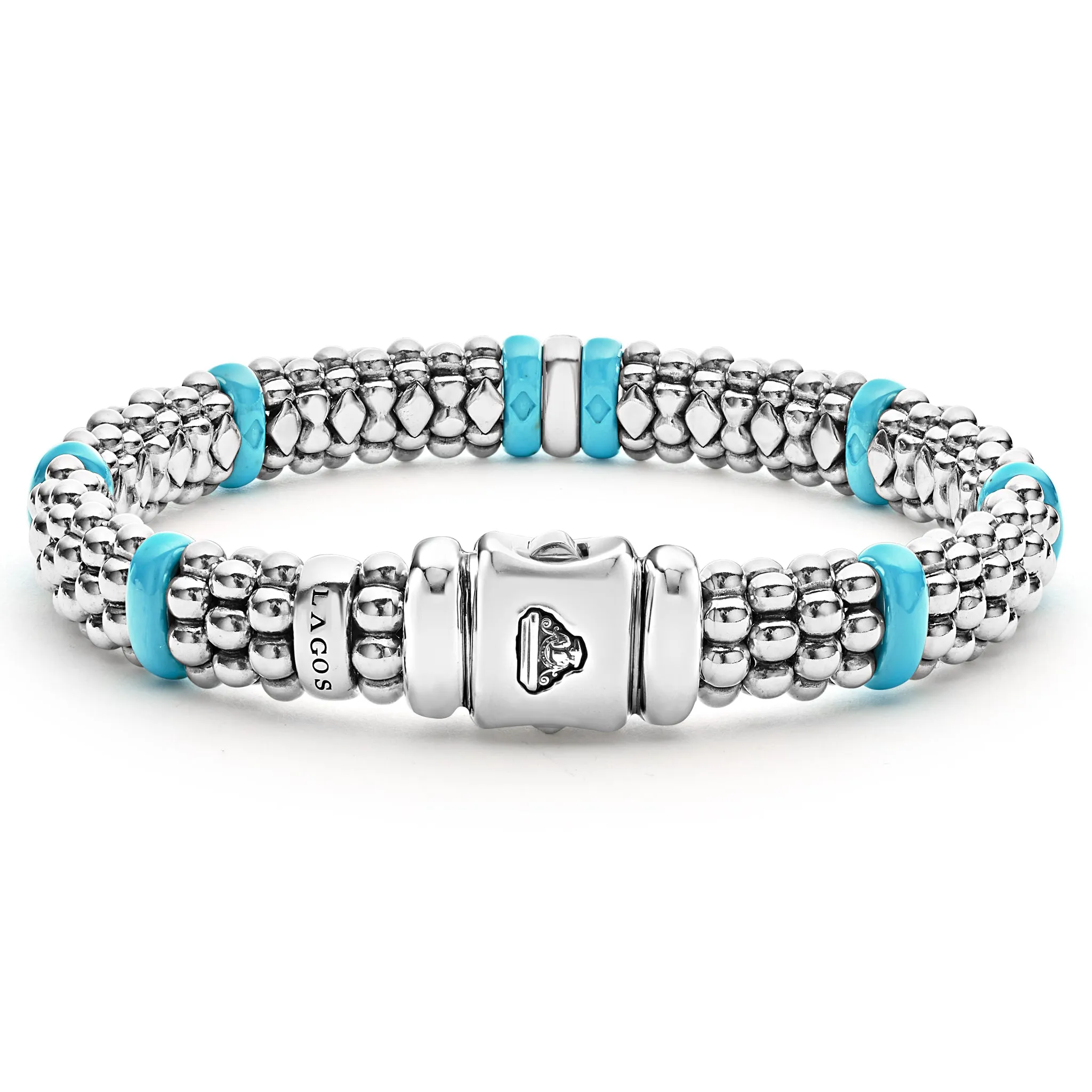 Blue Caviar Blue Single Station Diamond Caviar Bracelet | 9mm sold by LAGOS product image thumbnail 4