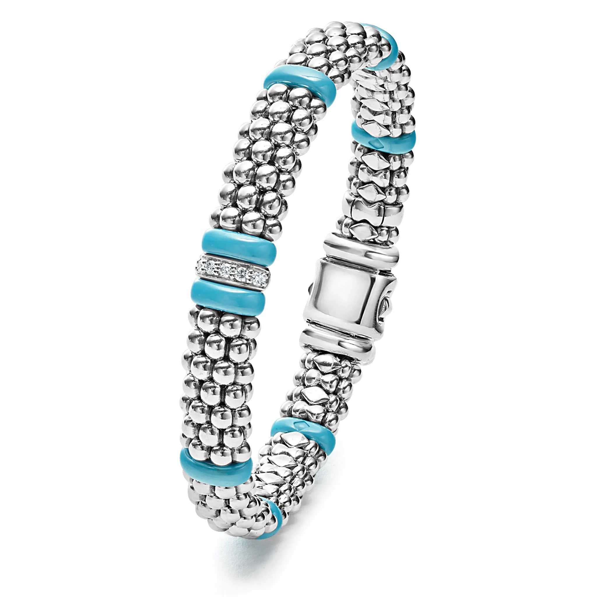 Blue Caviar Blue Single Station Diamond Caviar Bracelet | 9mm sold by LAGOS product image thumbnail 3