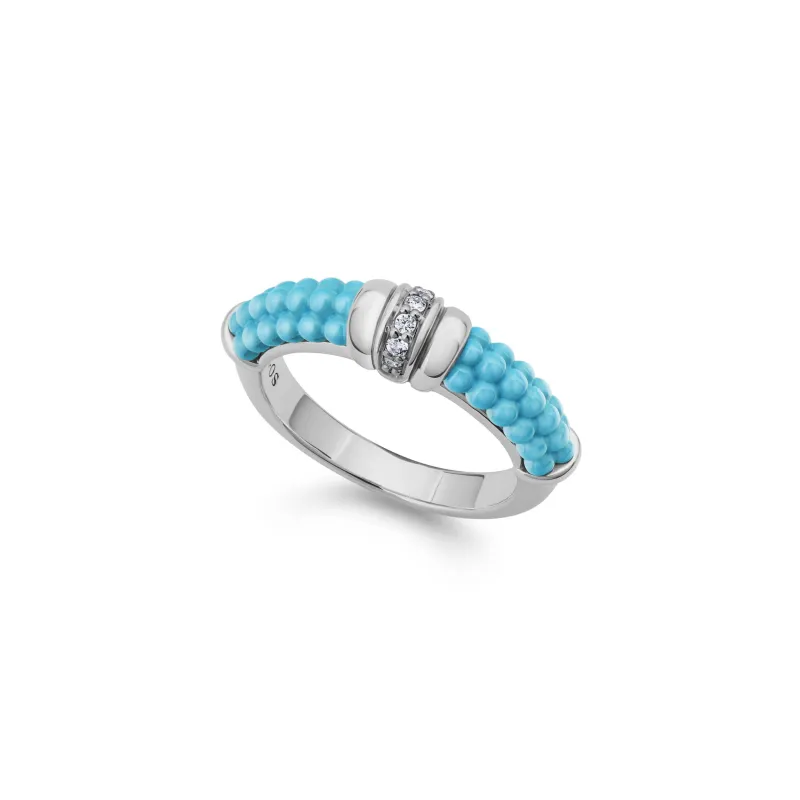 Blue Caviar Small Ceramic Diamond Stacking Ring sold by LAGOS