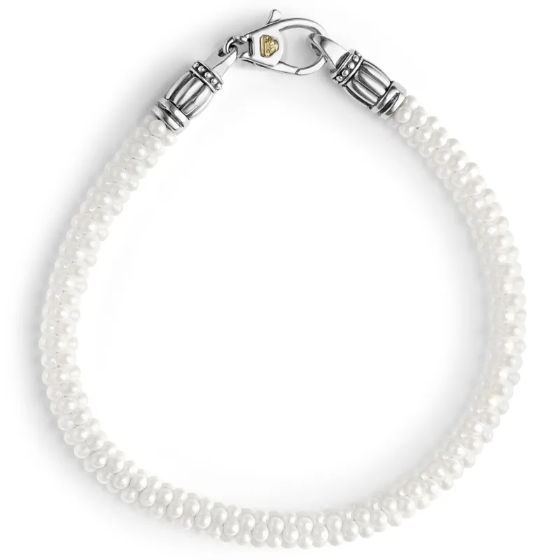 White Caviar White Ceramic Caviar Beaded Bracelet sold by LAGOS
