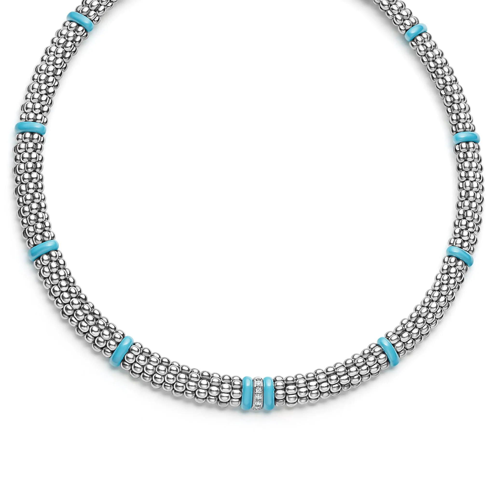 Blue Caviar Blue Single Station Diamond Caviar Necklace sold by LAGOS