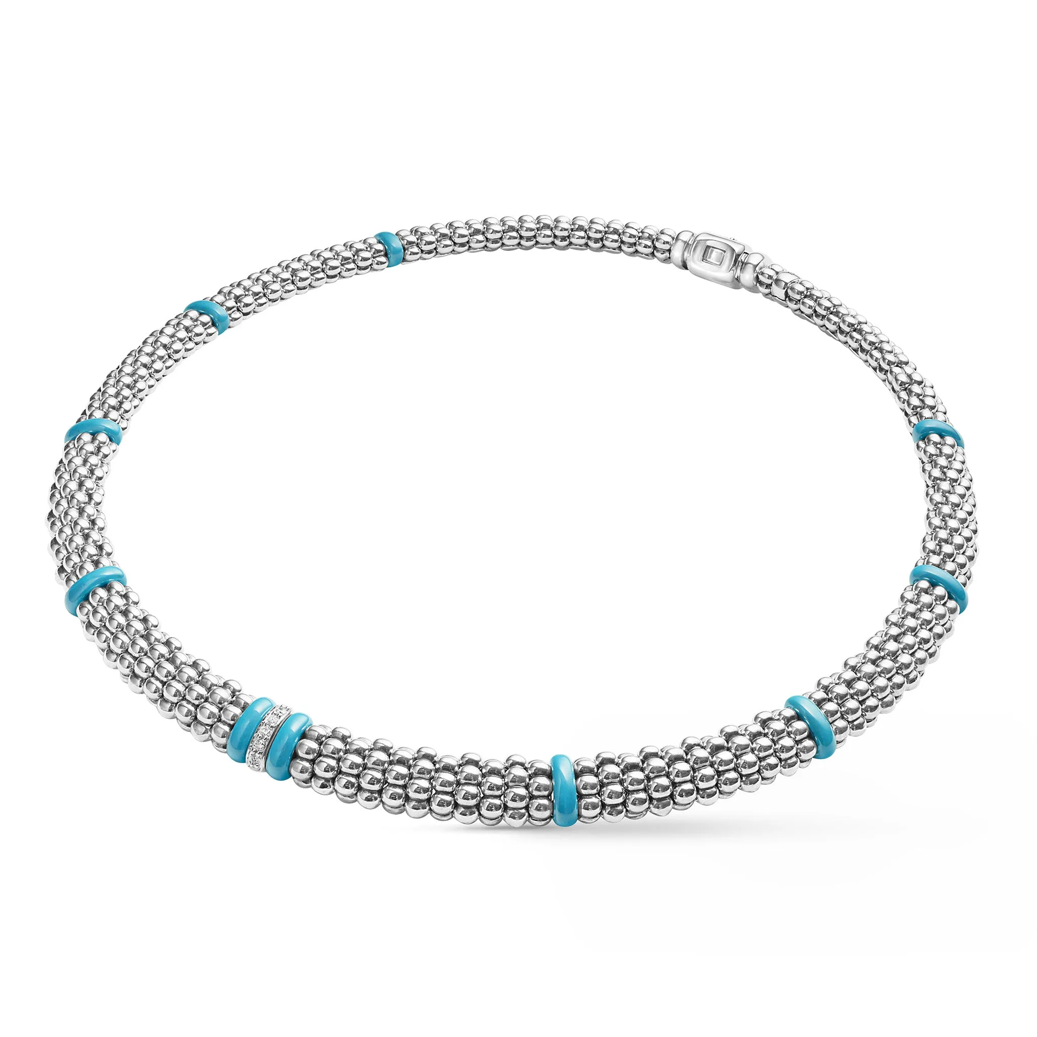 Blue Caviar Blue Single Station Diamond Caviar Necklace sold by LAGOS product image thumbnail 4