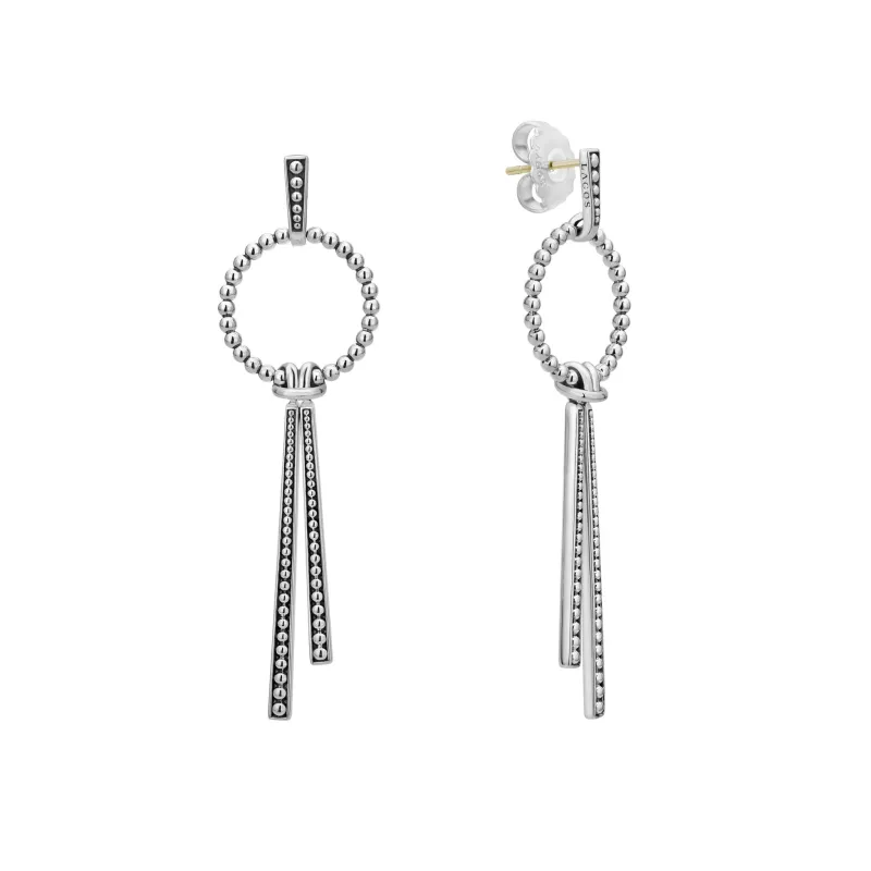 Signature Caviar Double Station Linear Drop Earrings sold by LAGOS