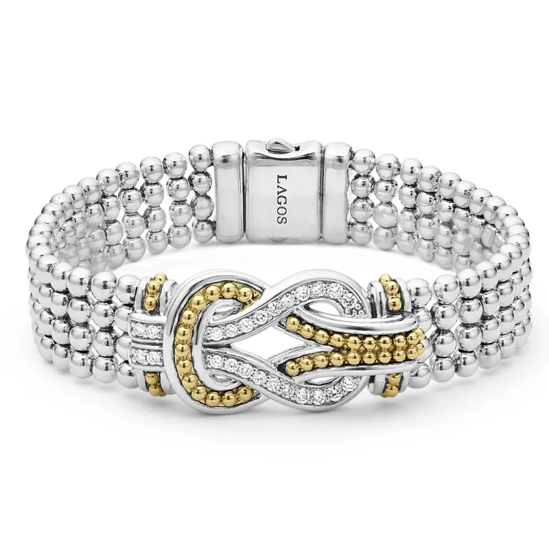 Newport Two-Tone Knot Diamond Statement Bracelet sold by LAGOS