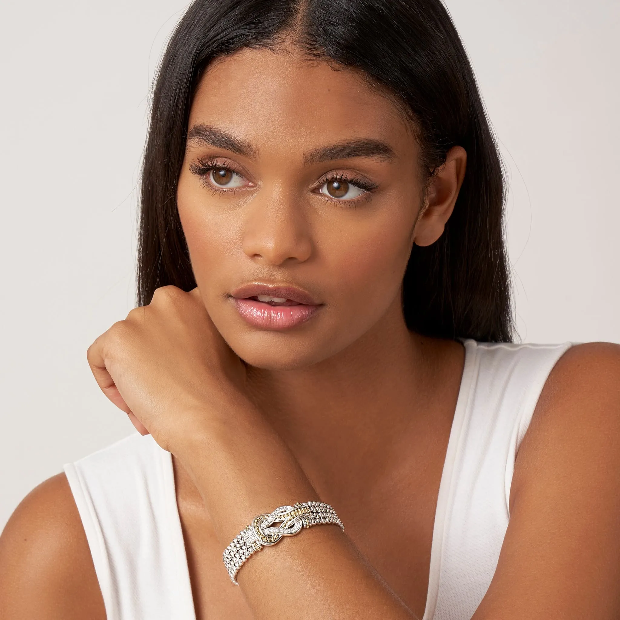 Newport Two-Tone Knot Diamond Statement Bracelet sold by LAGOS product image thumbnail 2