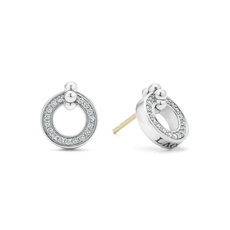 Caviar Spark Circle Diamond Stud Earrings sold by LAGOS