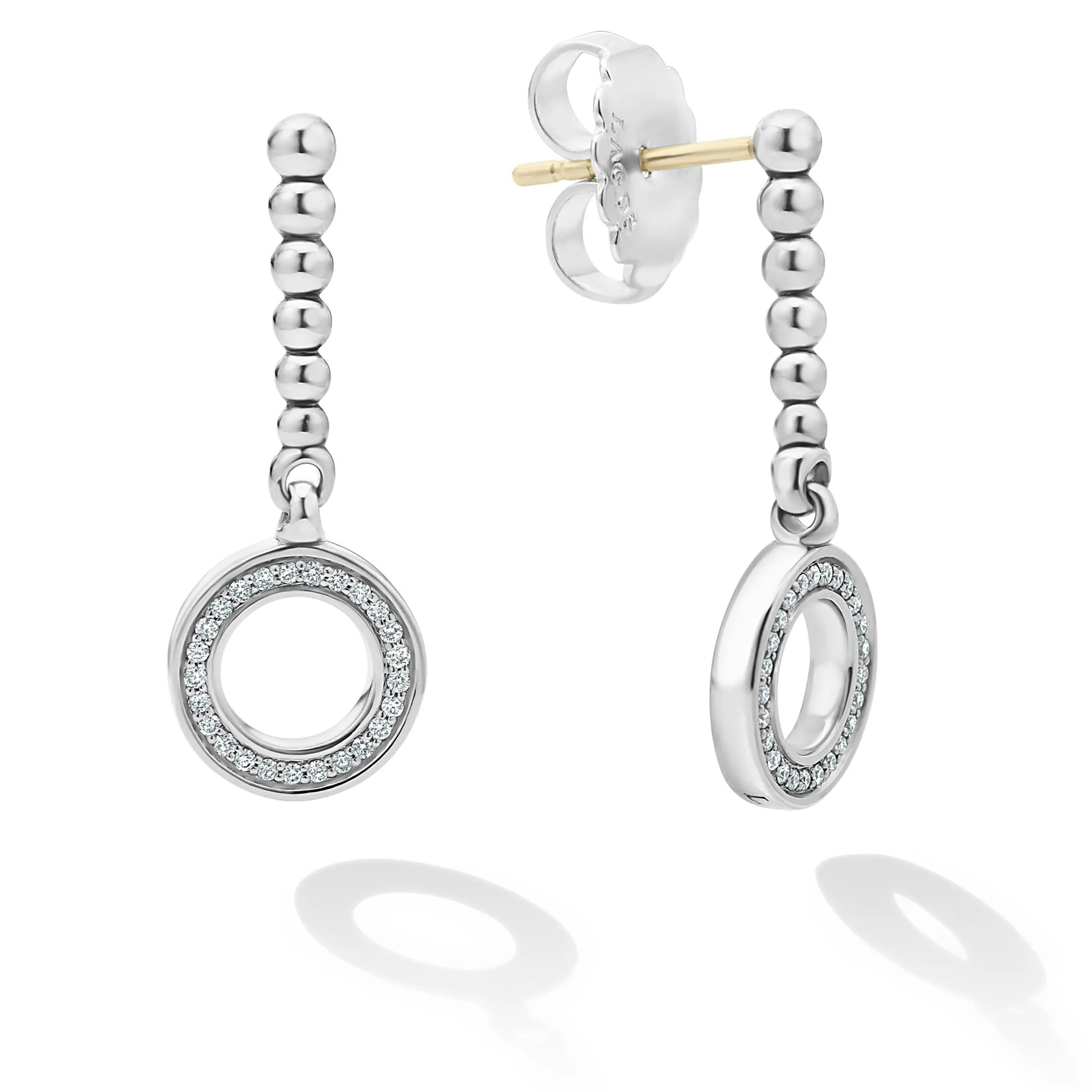 Caviar Spark Drop Circle Diamond Earrings sold by LAGOS product image thumbnail 4