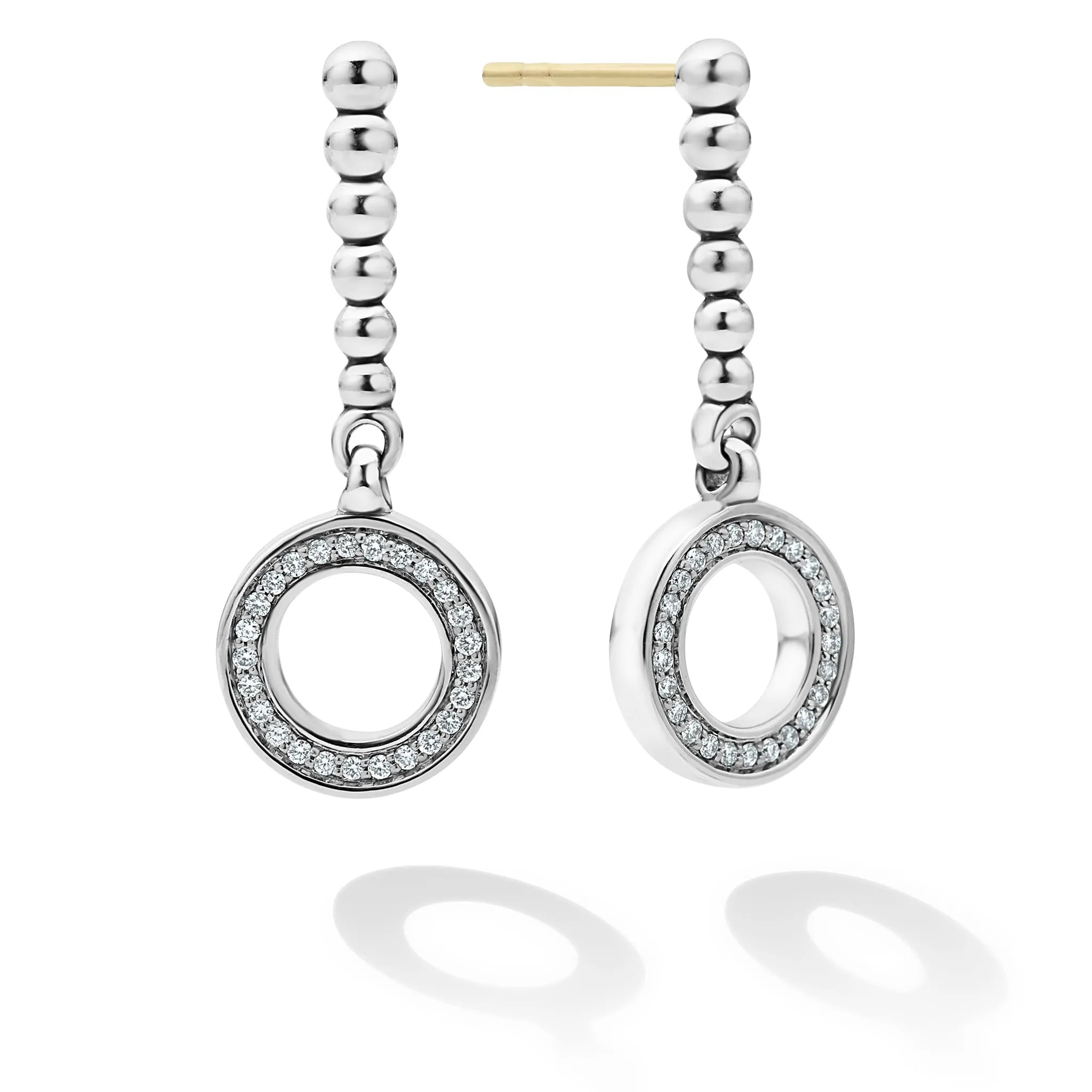 Caviar Spark Drop Circle Diamond Earrings sold by LAGOS