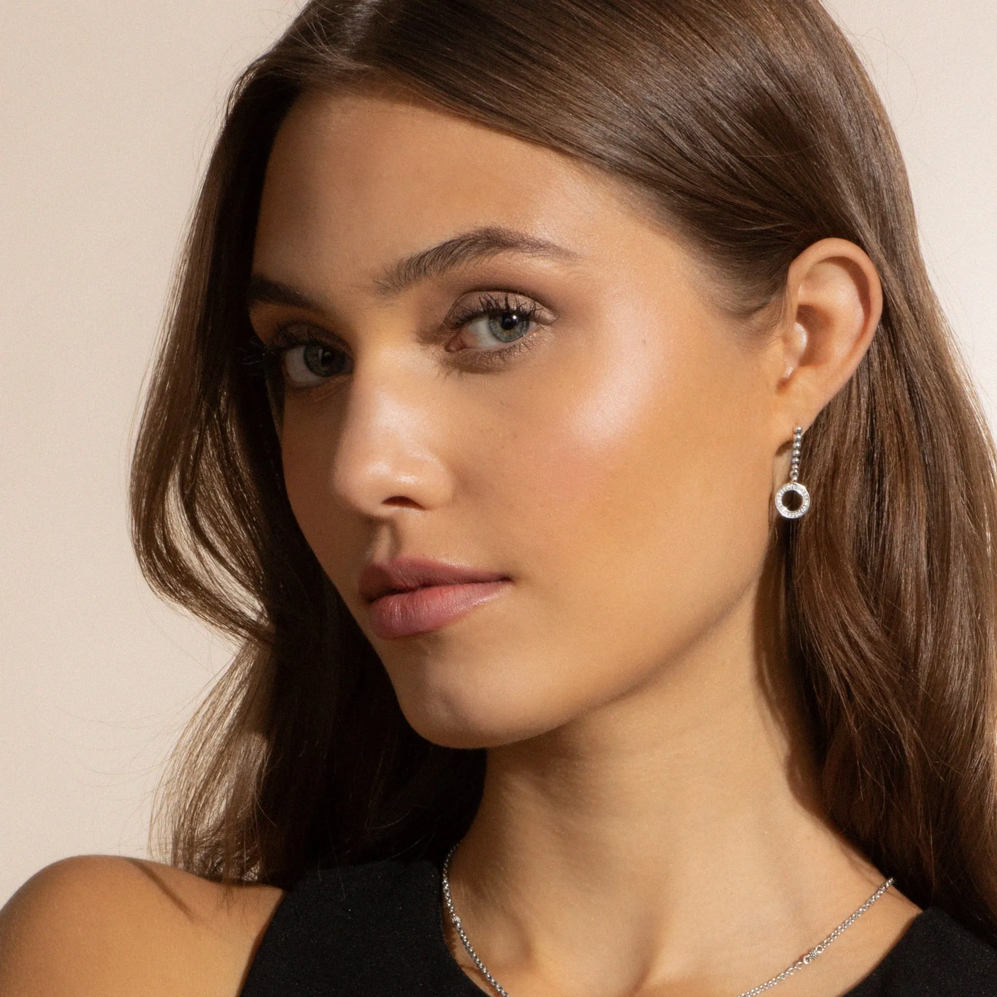 Caviar Spark Drop Circle Diamond Earrings sold by LAGOS product image thumbnail 5