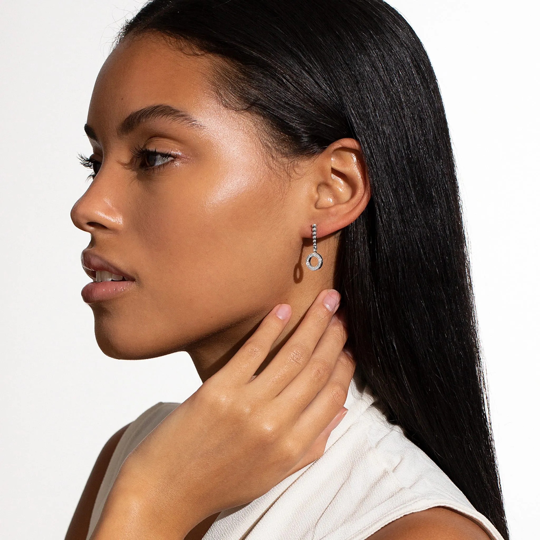 Caviar Spark Drop Circle Diamond Earrings sold by LAGOS product image thumbnail 2