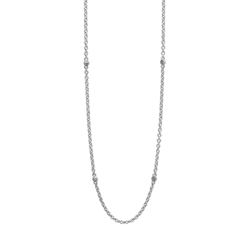 Signature Caviar Silver Beaded Station Necklace sold by LAGOS