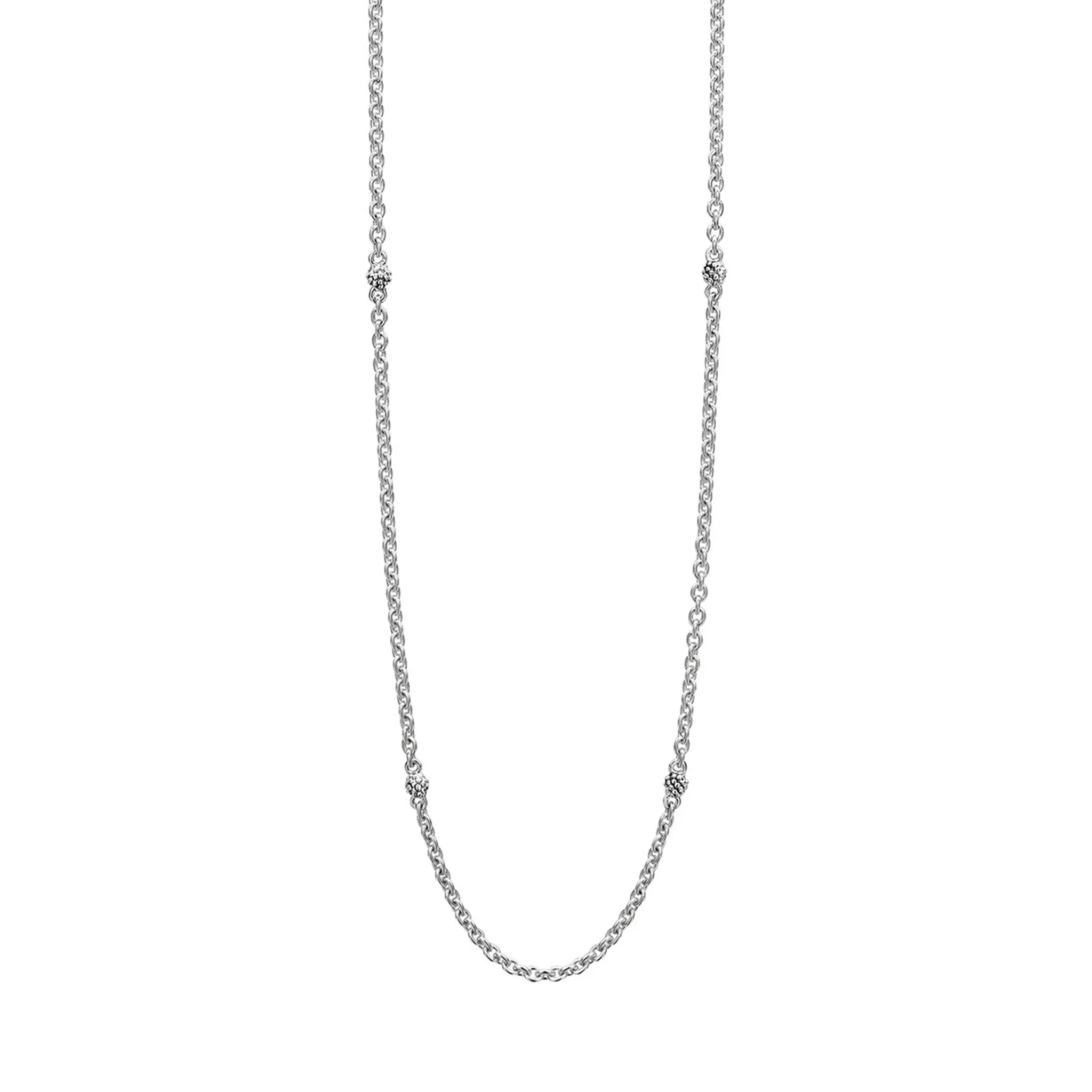 Signature Caviar Silver Beaded Station Necklace sold by LAGOS