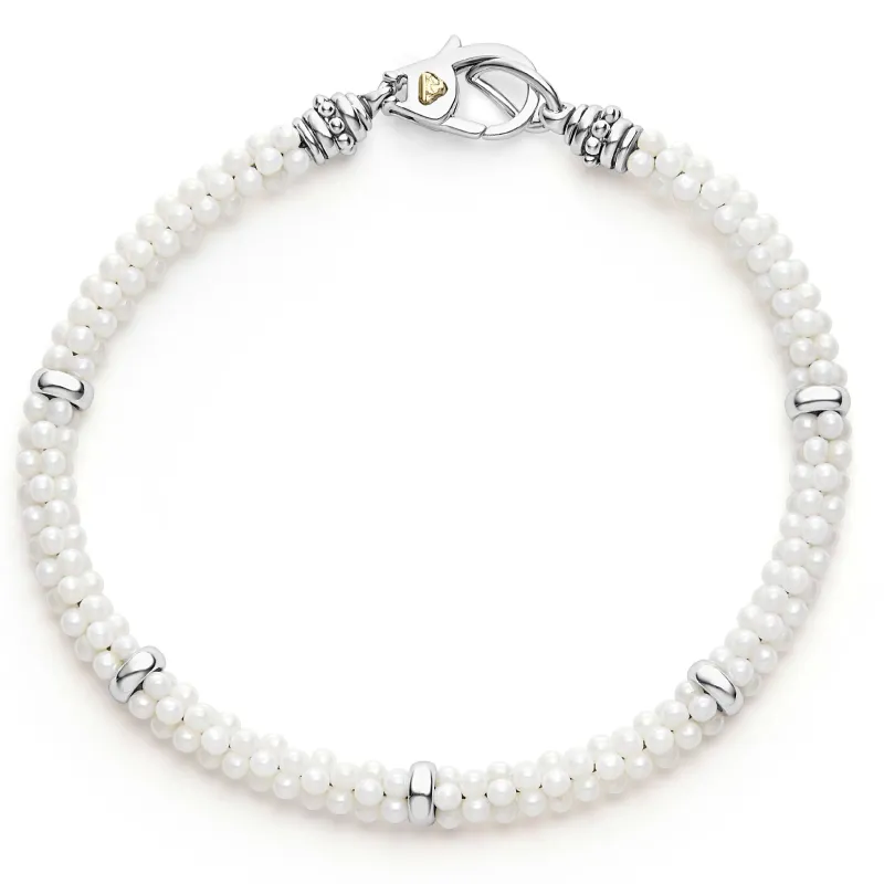White Caviar White Five Silver Station Ceramic Bracelet | 5mm sold by LAGOS