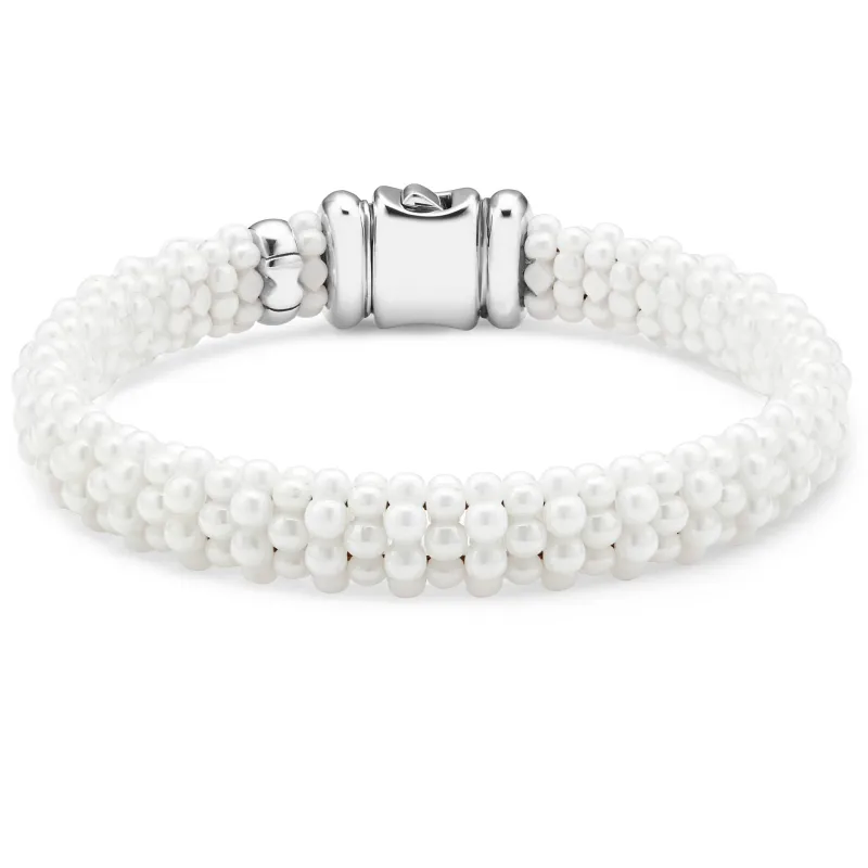 White Caviar White Ceramic Beaded Bracelet | 9mm sold by LAGOS