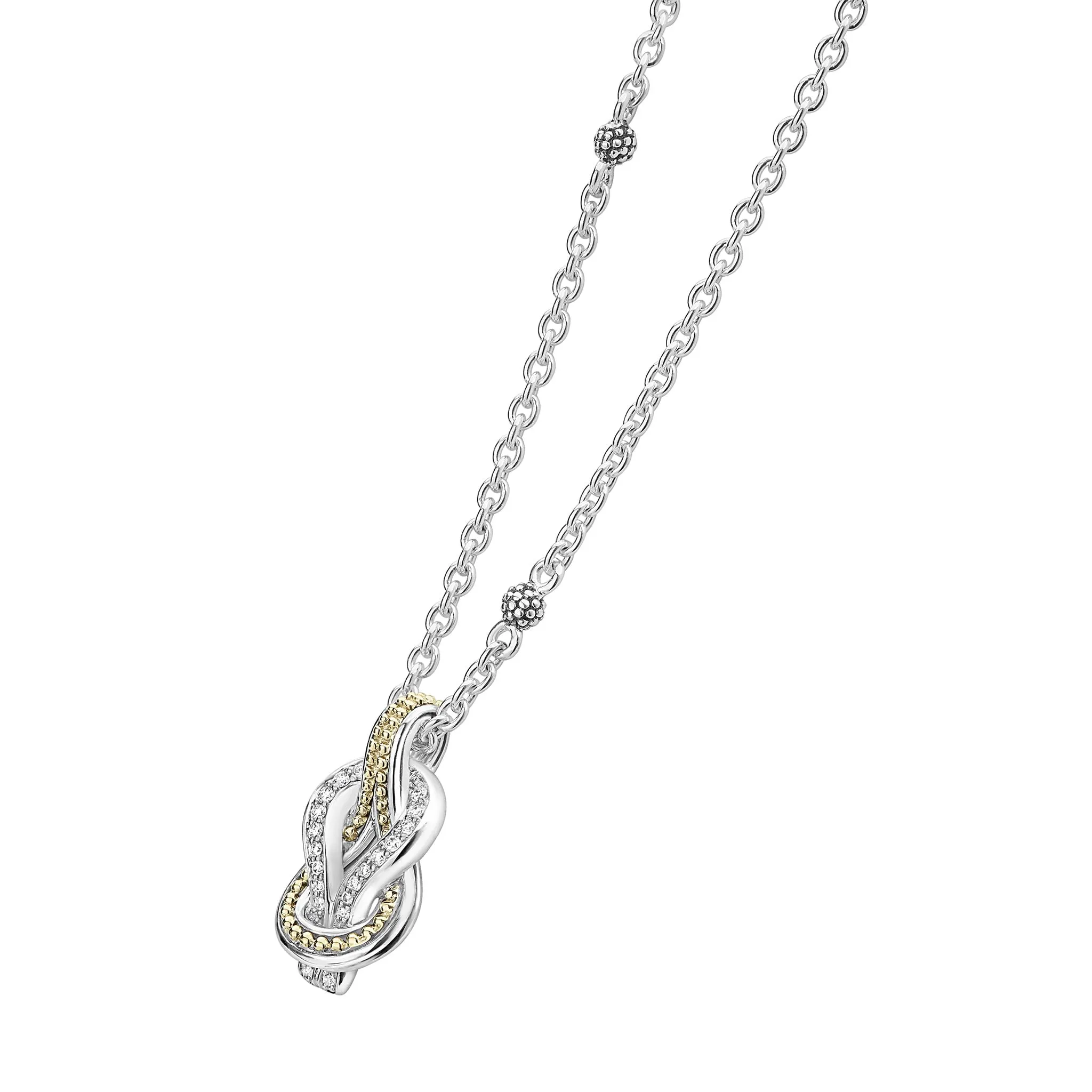 Newport Two-Tone Knot Diamond Pendant Necklace sold by LAGOS product image thumbnail 4