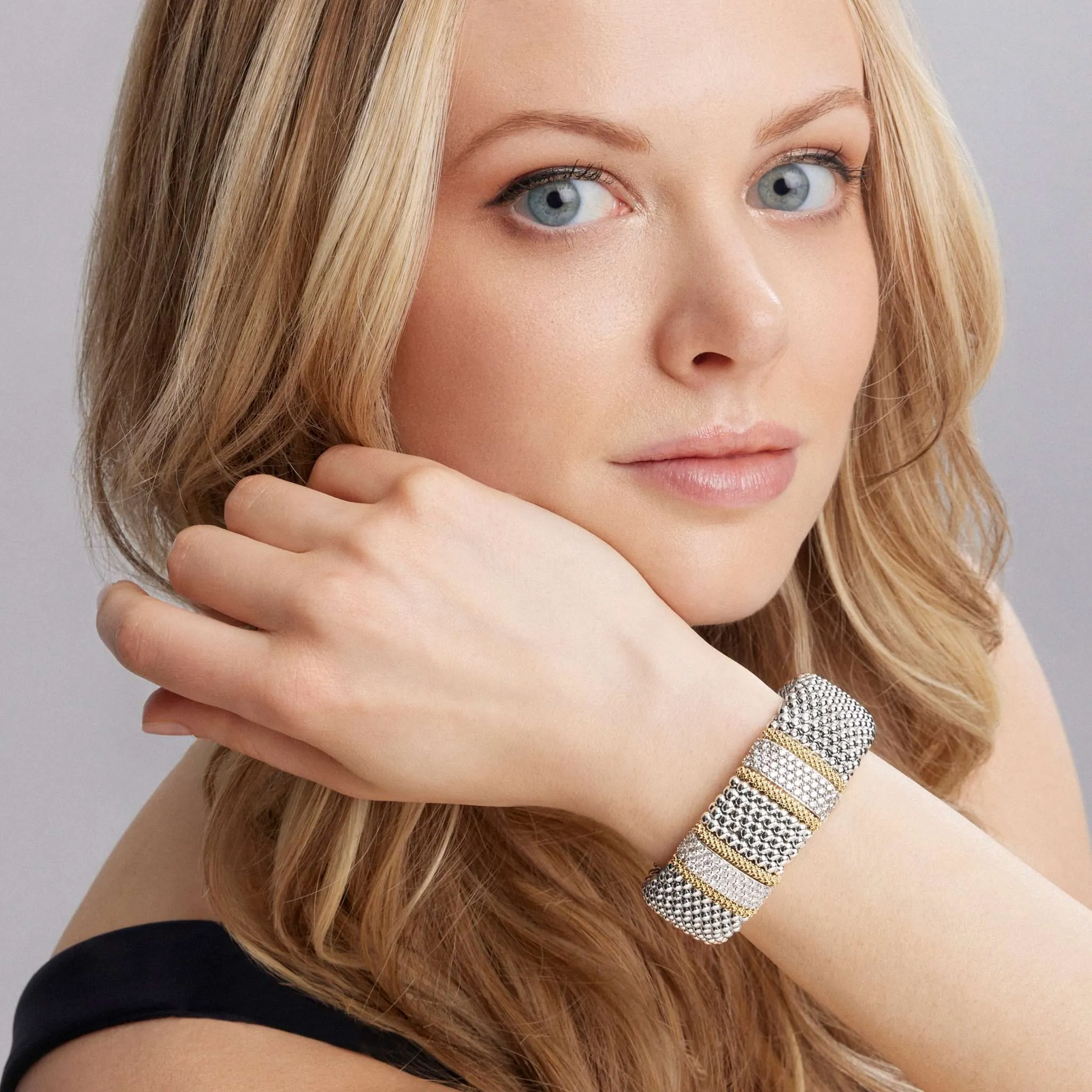 Caviar Lux Double Station Diamond Caviar Bracelet | 23mm sold by LAGOS product image thumbnail 2