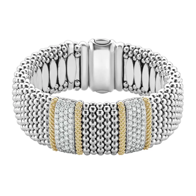 Caviar Lux Double Station Diamond Caviar Bracelet | 23mm sold by LAGOS