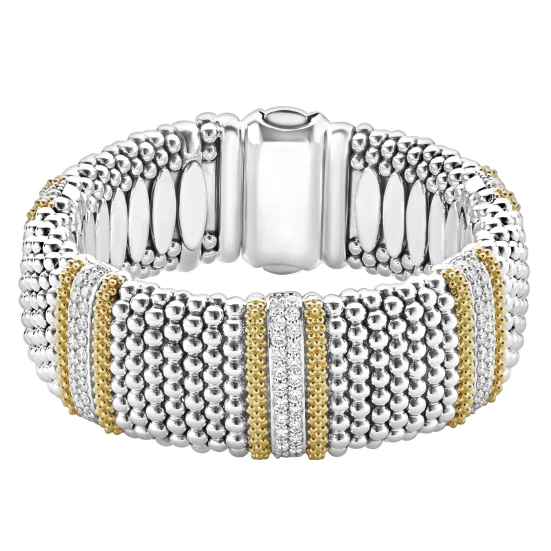 Caviar Lux Five Station Diamond Caviar Bracelet | 23mm sold by LAGOS