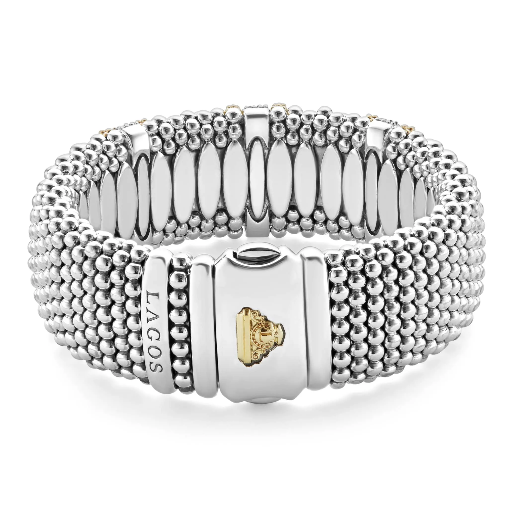 Caviar Lux Three Station Diamond Caviar Bracelet | 23mm sold by LAGOS product image thumbnail 5