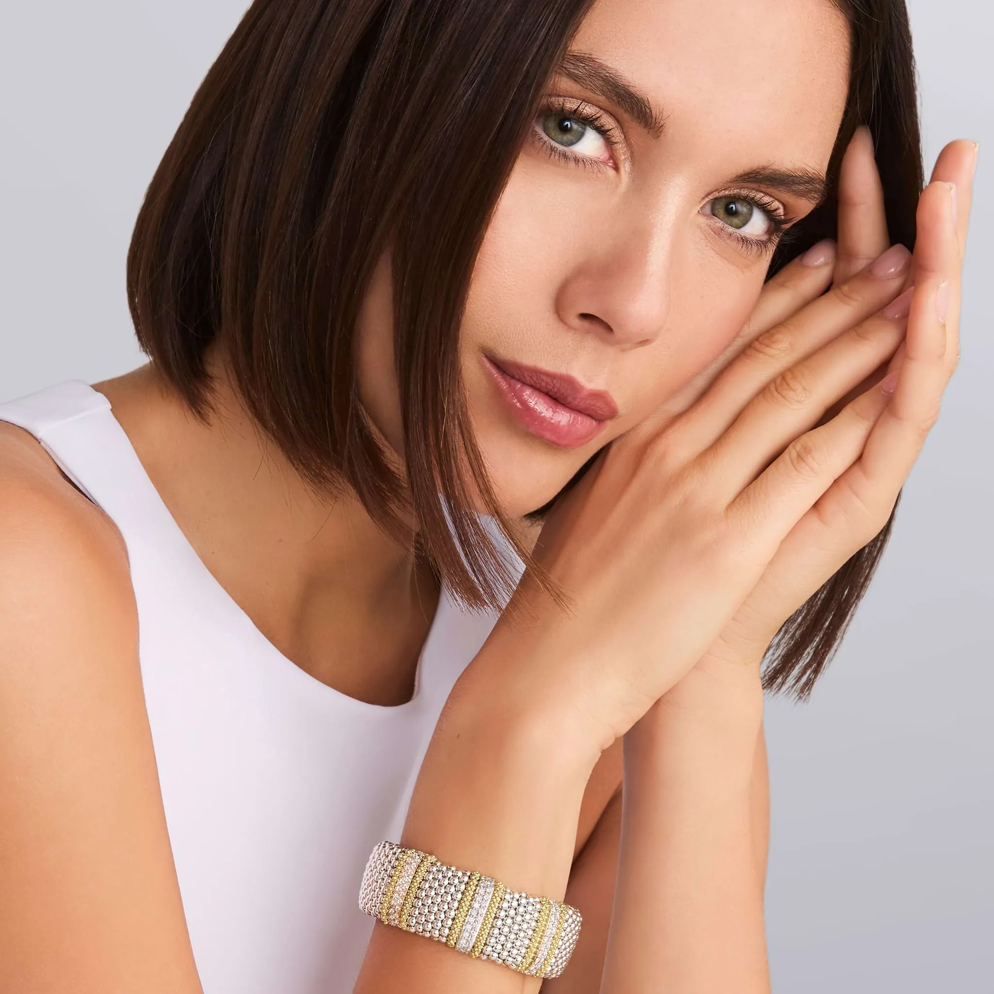 Caviar Lux Three Station Diamond Caviar Bracelet | 23mm sold by LAGOS product image thumbnail 2