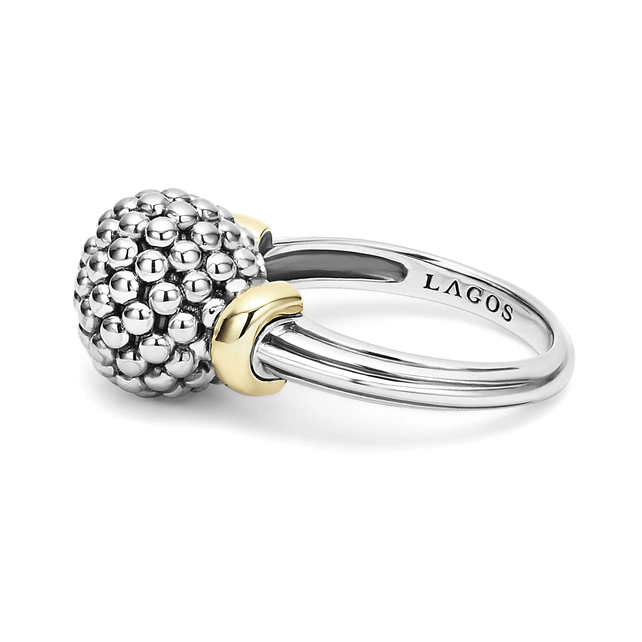 Signature Caviar Two-Tone Caviar Ball Ring sold by LAGOS product image thumbnail 4