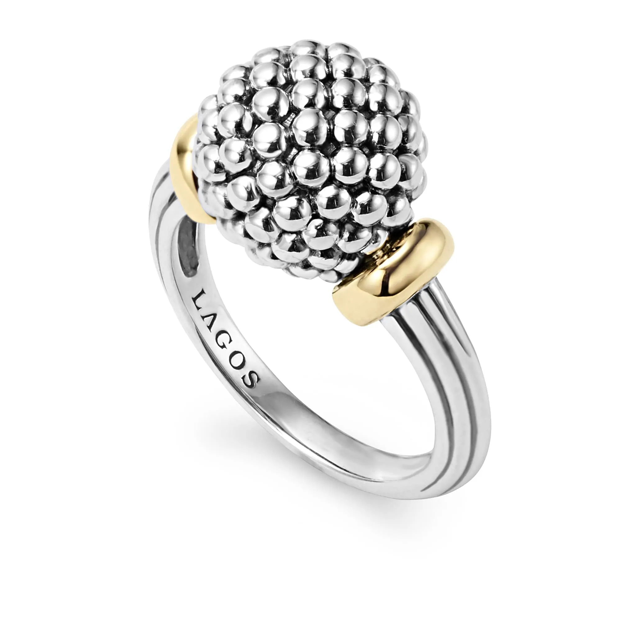 Signature Caviar Two-Tone Caviar Ball Ring sold by LAGOS