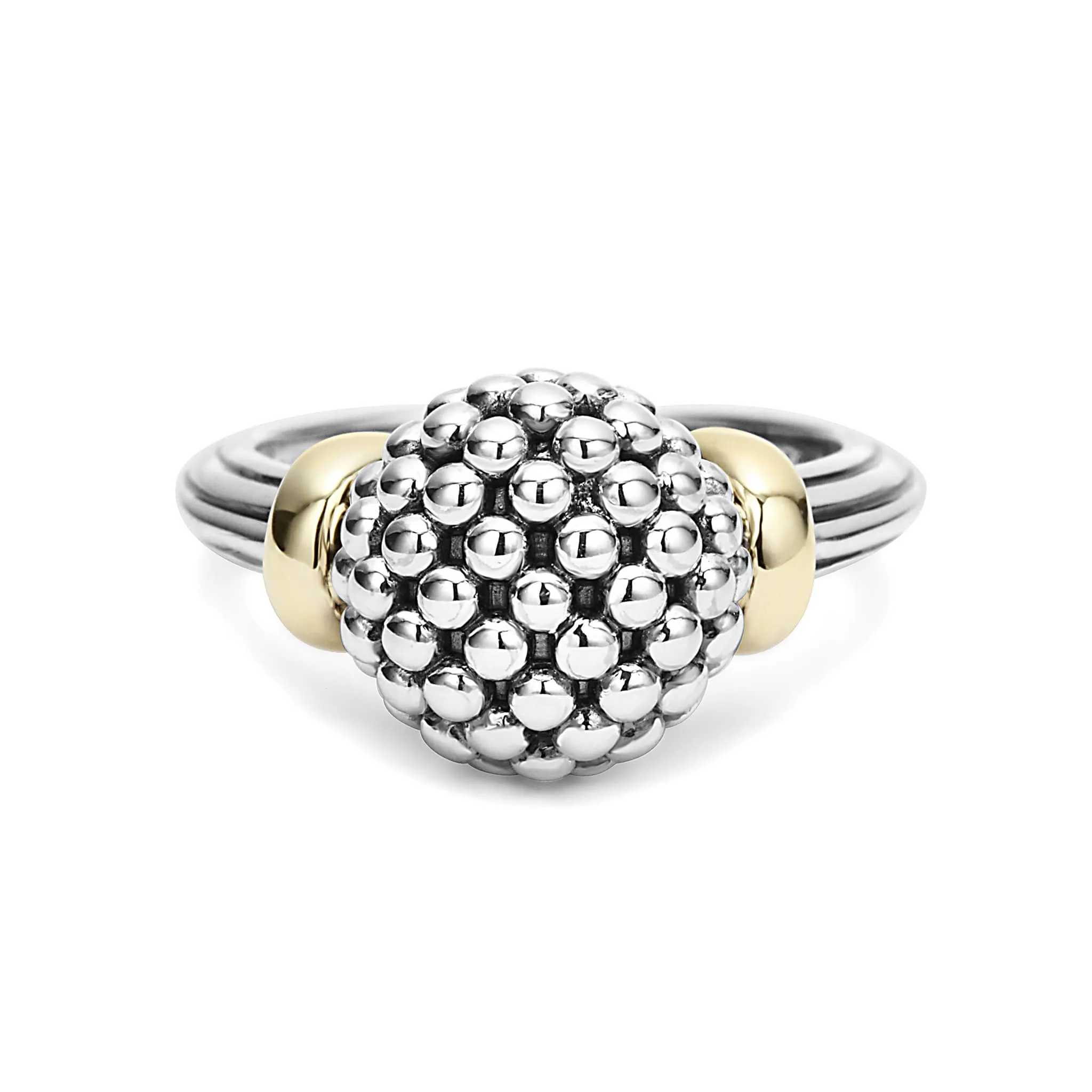 Signature Caviar Two-Tone Caviar Ball Ring sold by LAGOS product image thumbnail 3