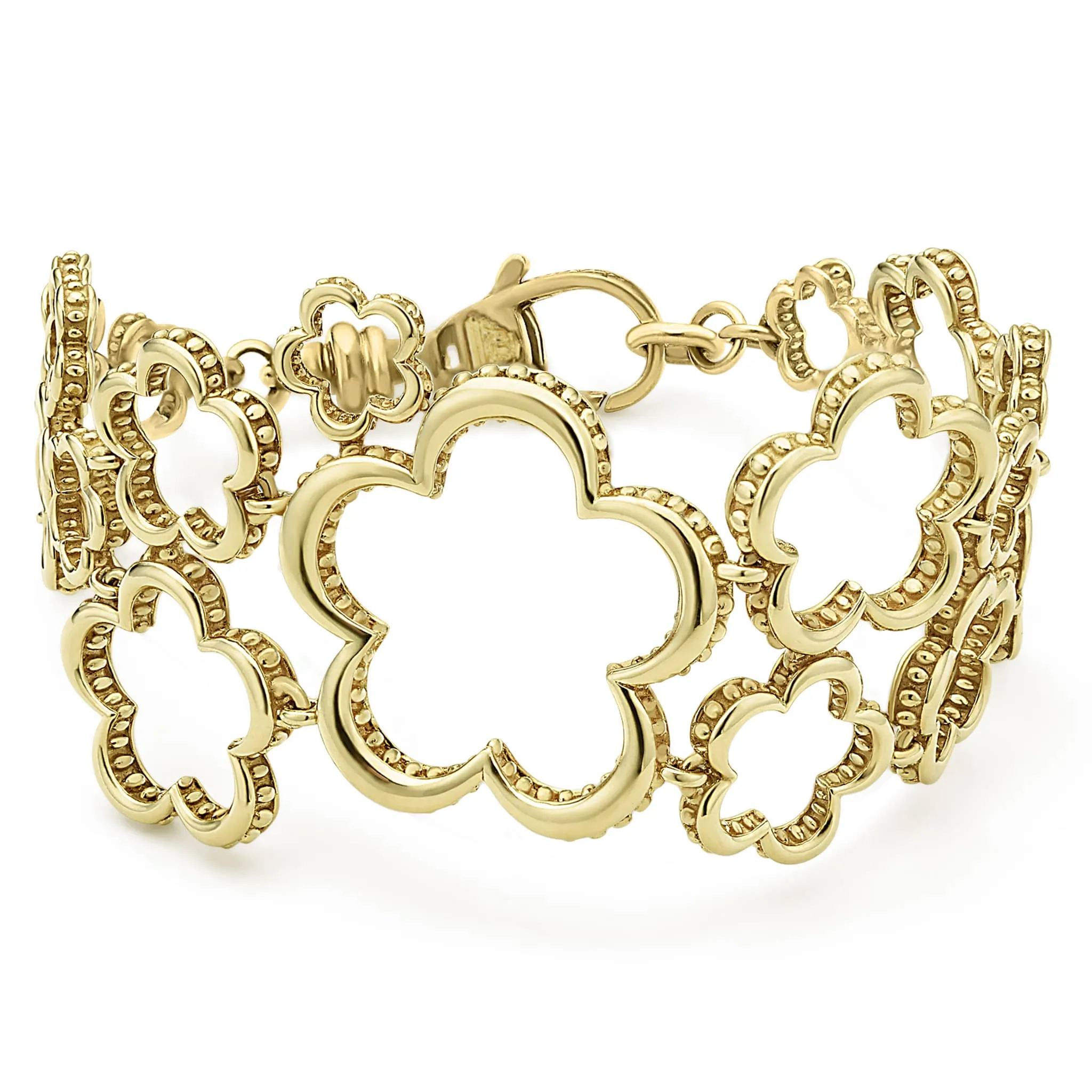 Caviar Gold 18K Gold Floral Link Bracelet sold by LAGOS