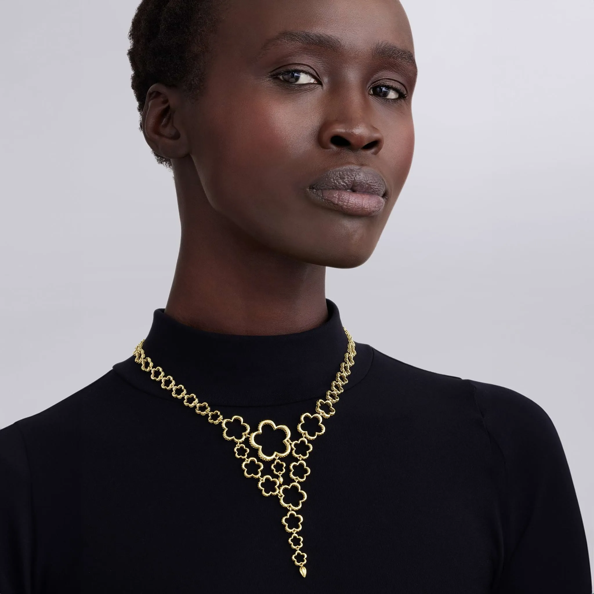 Caviar Gold 18K Gold Statement Floral Link Necklace sold by LAGOS product image thumbnail 2