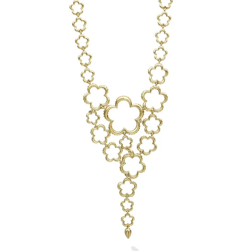 Caviar Gold 18K Gold Statement Floral Link Necklace sold by LAGOS