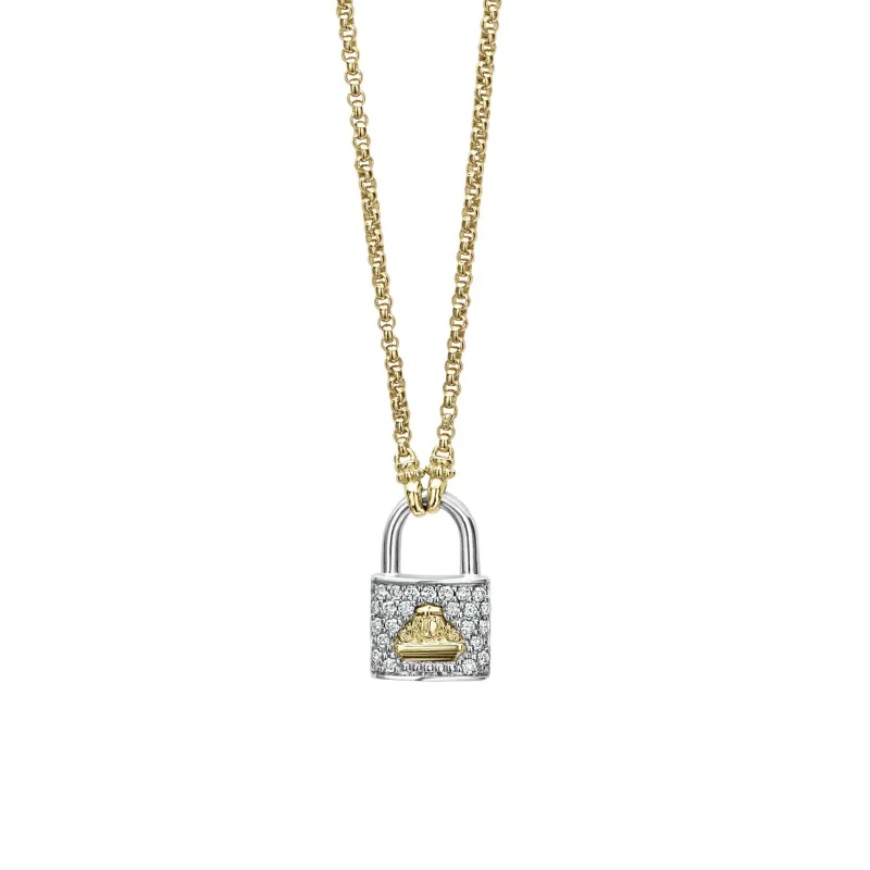 Beloved Two-Tone Diamond Lock Necklace sold by LAGOS